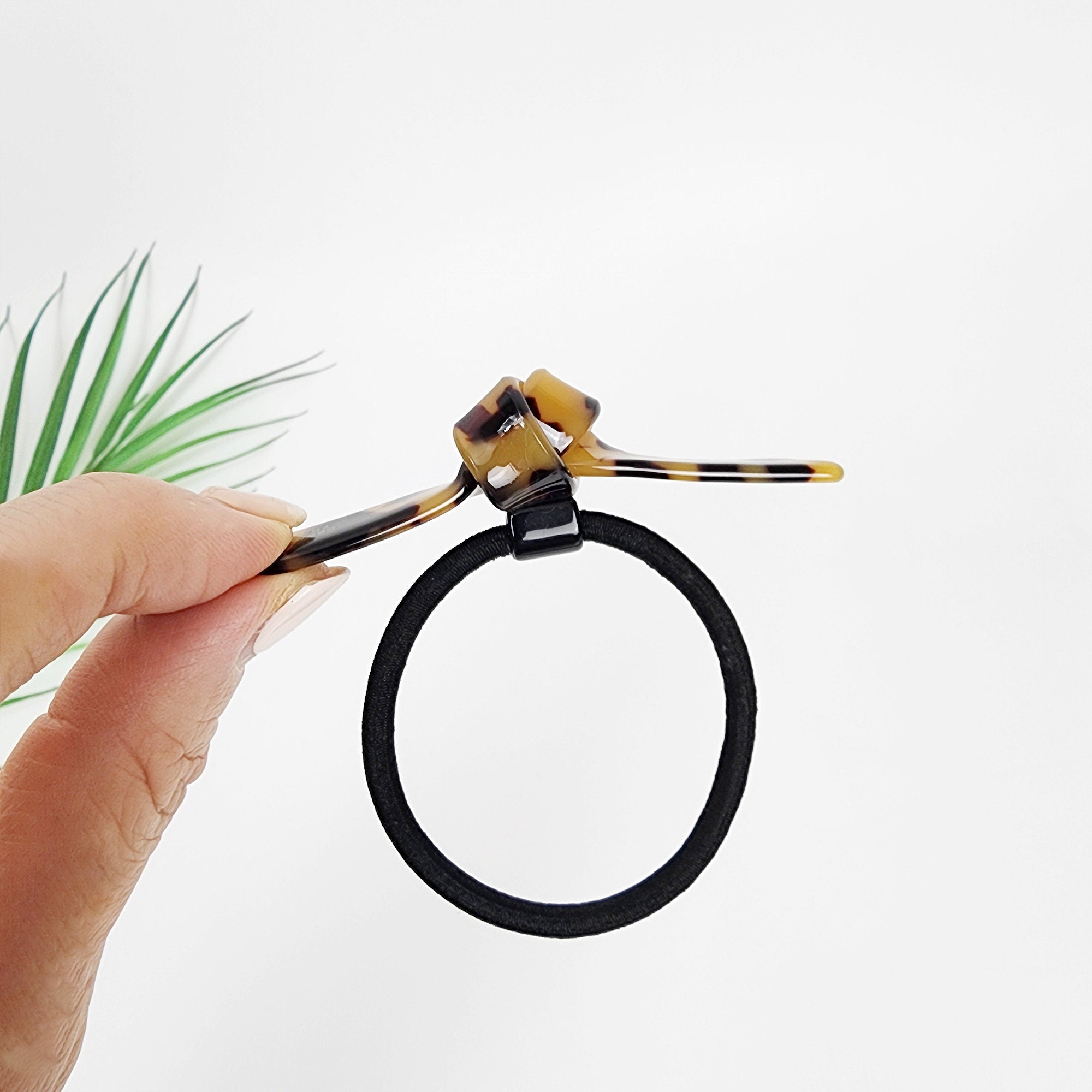 Leopard Knot Ribbon Hair Tie (2.0 Inch) / Simple Tortoise Shell Ponytail Holder / Hair Accessory for Woman / French Hair Tie