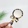 Leopard Bow-Tie Hand Held Mirror (4.7 Inch) / Antique Hand Mirror / Hair Accessory for Woman