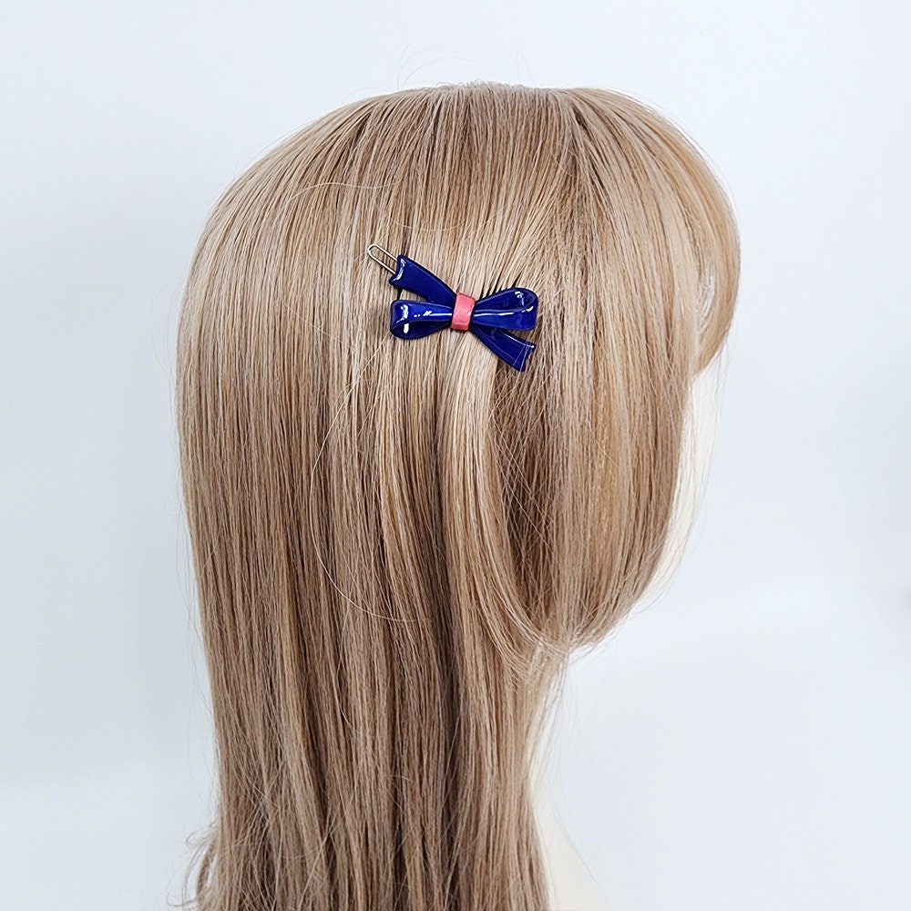 Double Ribbon Bobby Pin (2.0 Inch) / Tortoise Shell French Hair Pin Clip / Hair Accessory for Woman / Bow Barrette