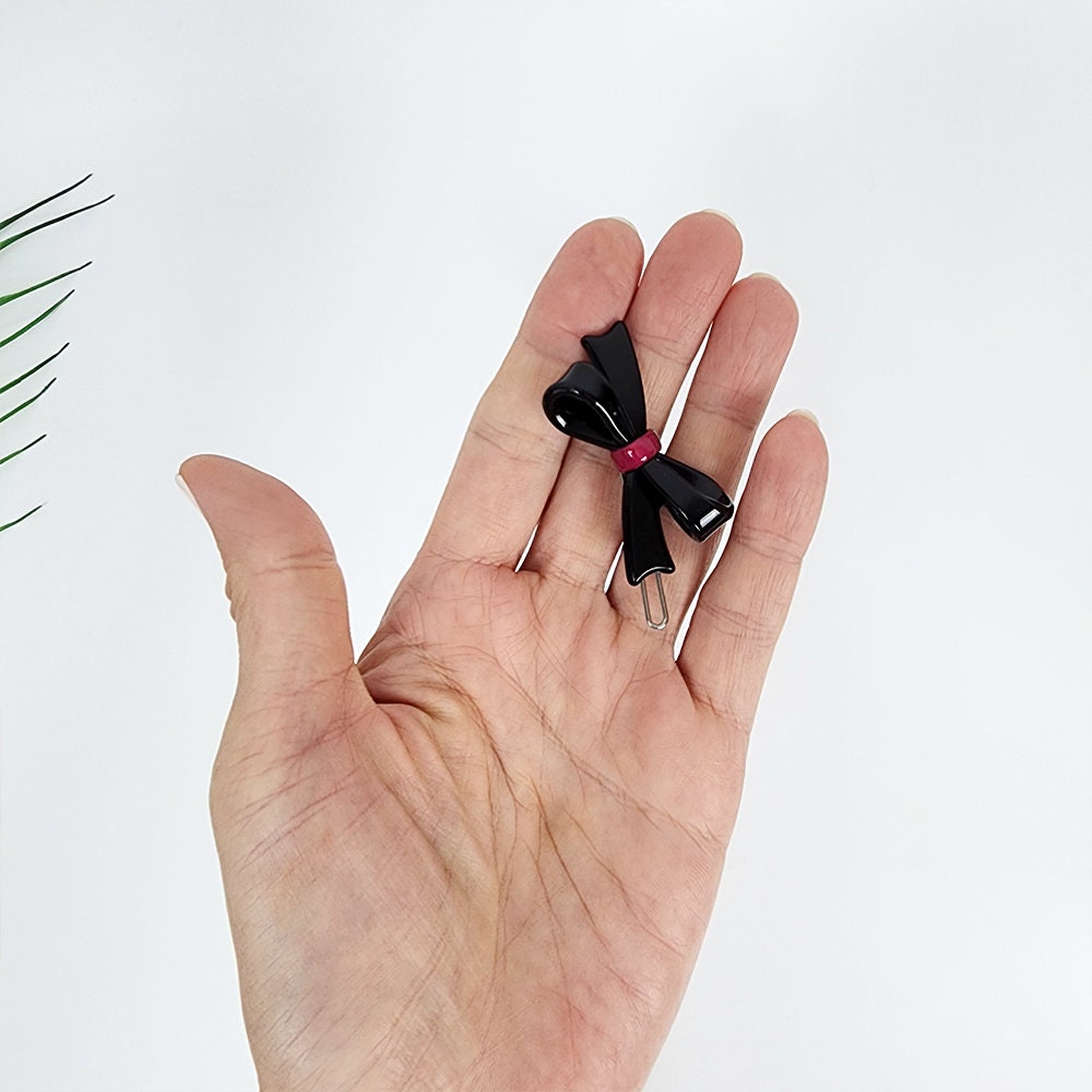 Double Ribbon Bobby Pin (2.0 Inch) / Tortoise Shell French Hair Pin Clip / Hair Accessory for Woman / Bow Barrette