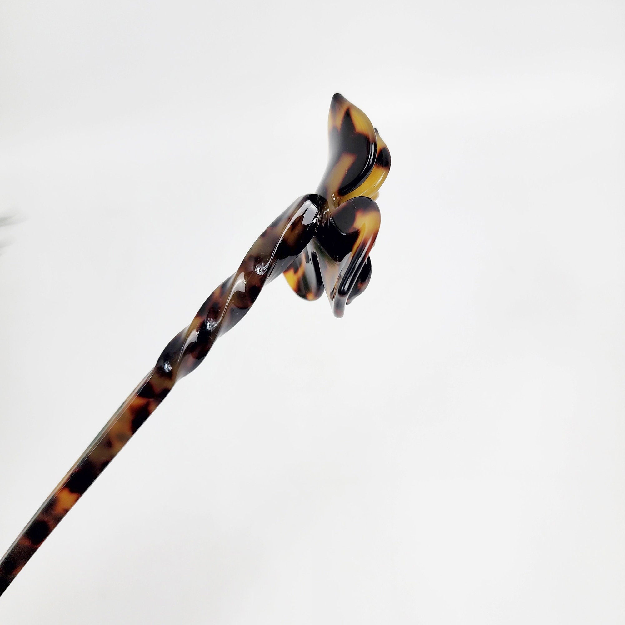 Blossom Flower Long Hair Stick (7.9 Inch) / Tortoise Shell French Hair Pin / Hair Fork for Thick Hair