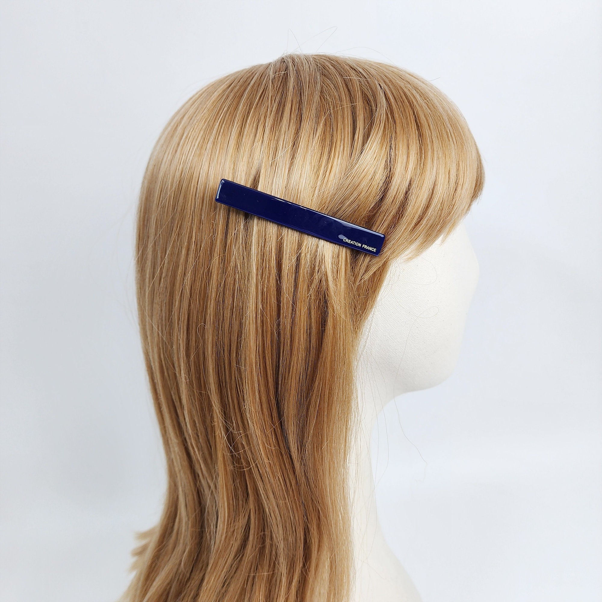 Simple Line Leopard Hair Barrette (3.1 Inch) / Tortoise Marble French Hair Pin / Hair Accessory for Woman / Automatic Hair Clip