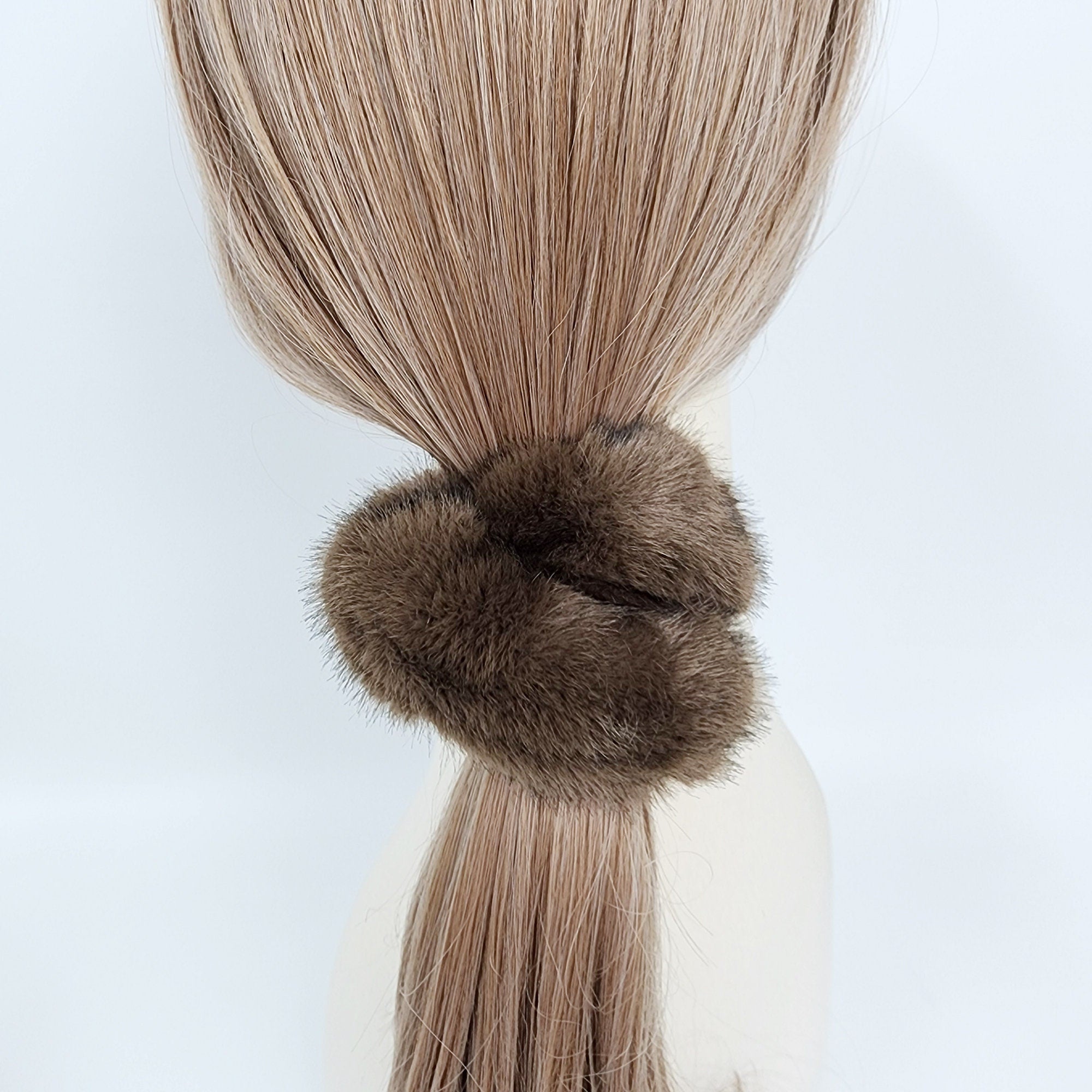 High Quality Faux Mink Fur Scrunchy / Simple Ponytail Holder / Elastic Hair Tie for Woman
