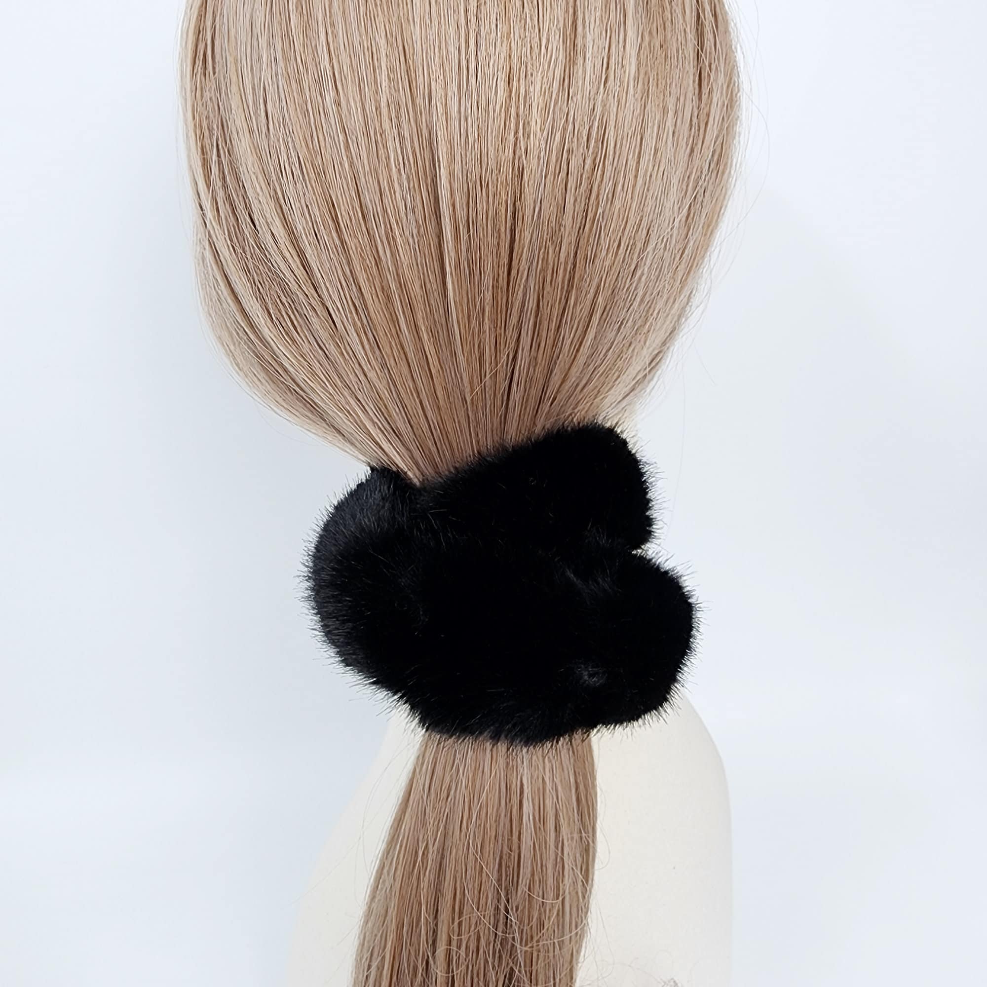 High Quality Faux Mink Fur Scrunchy / Simple Ponytail Holder / Elastic Hair Tie for Woman