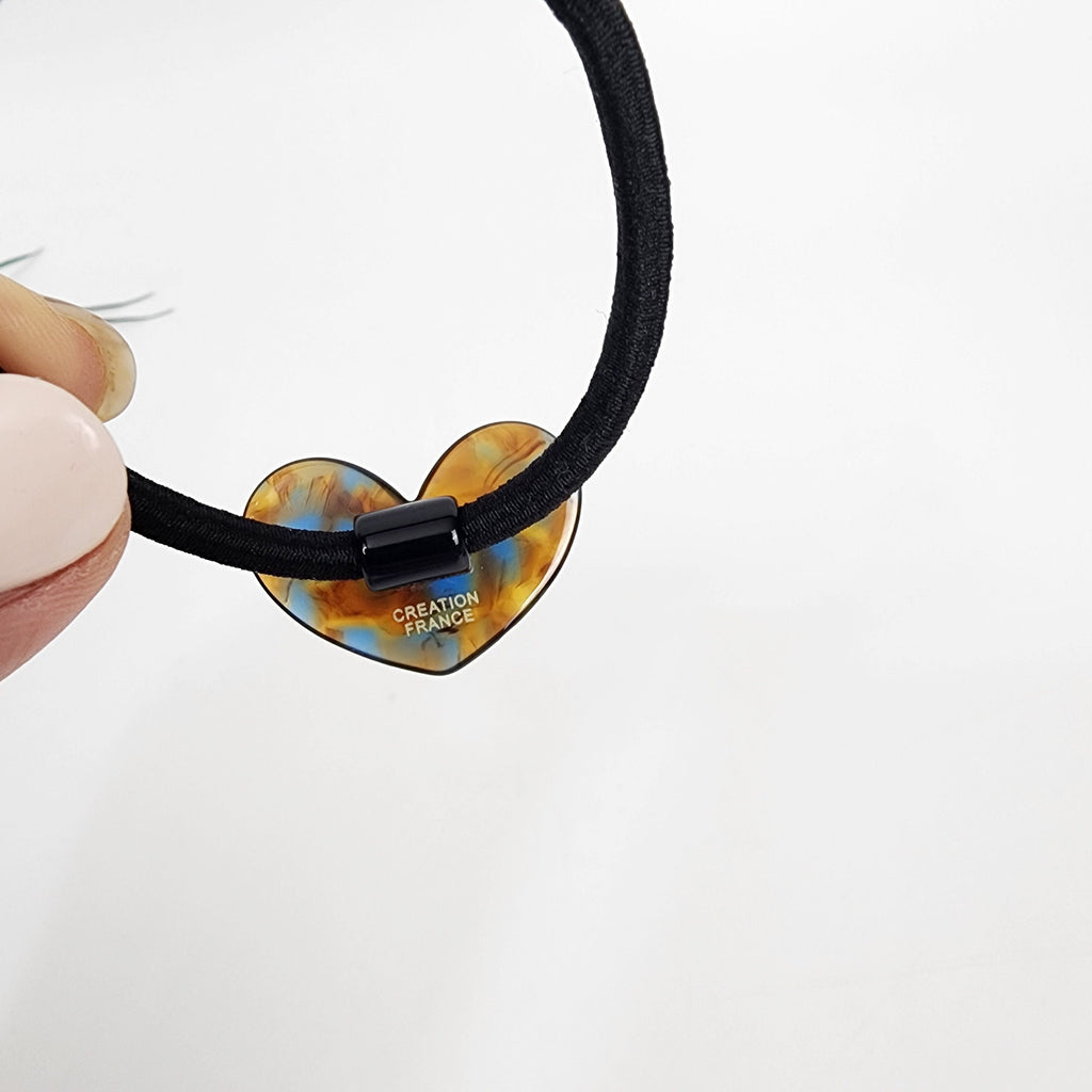 Convex Simple Heart Hair Tie (1.3 Inch) / Simple Cute Ponytail Holder / Hair Accessory for Woman / French Hair Tie