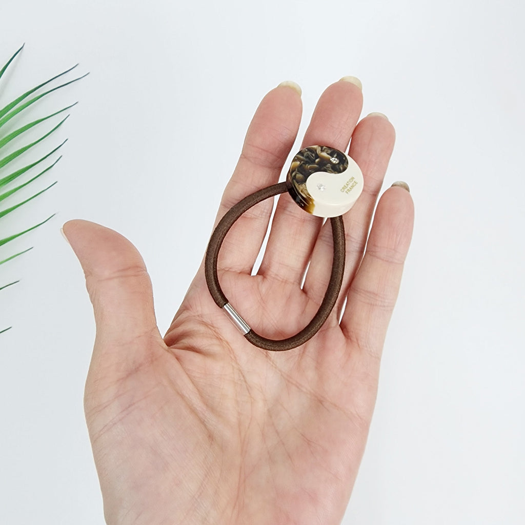 White Fiona Hair Tie (1.0 Inch) / Simple Cute Ponytail Holder / Hair Accessory for Woman / French Hair Tie