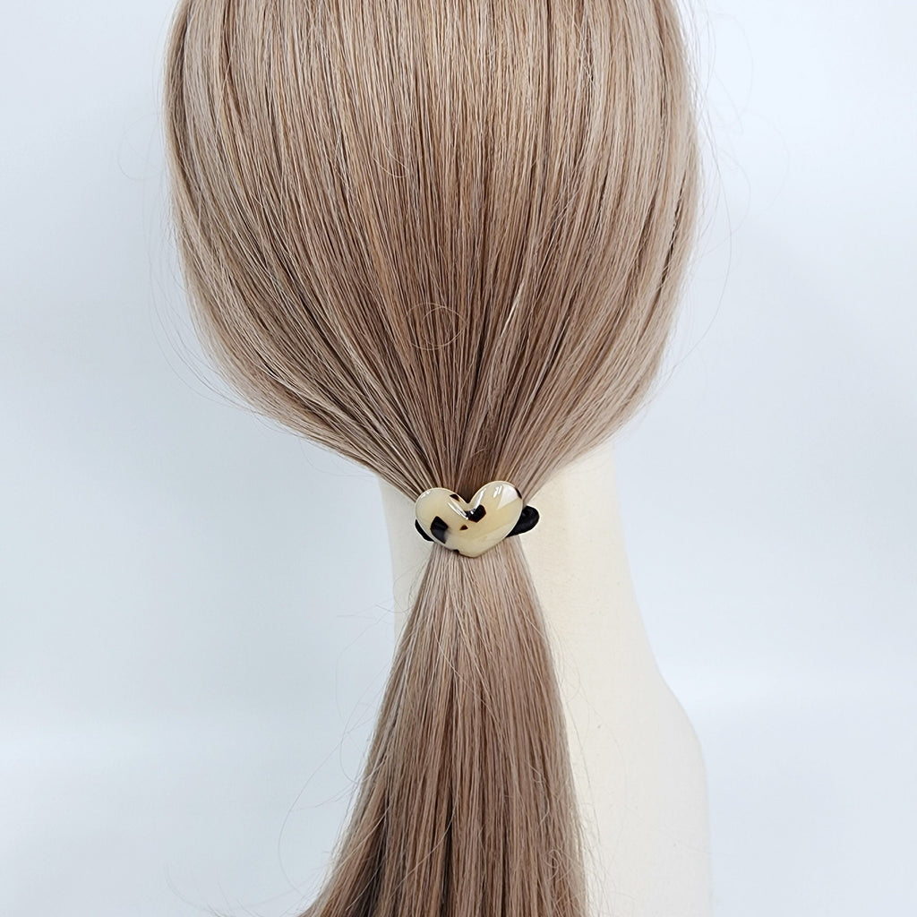 Convex Simple Heart Hair Tie (1.3 Inch) / Simple Cute Ponytail Holder / Hair Accessory for Woman / French Hair Tie