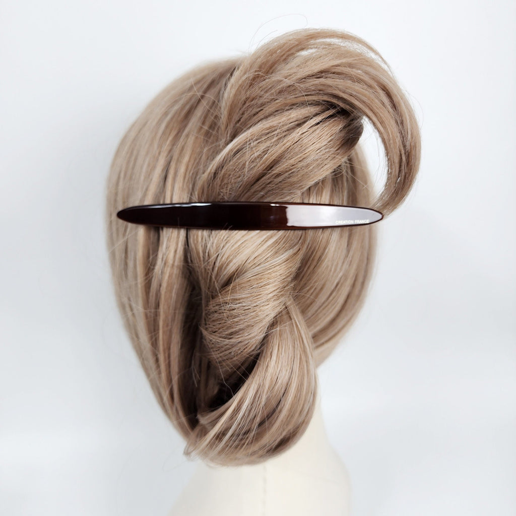 Leopard Long Oval Full Tie-Up Hair Barrette (5.1 Inch) / Cute French Hair Pin / Automatic Hair Clip