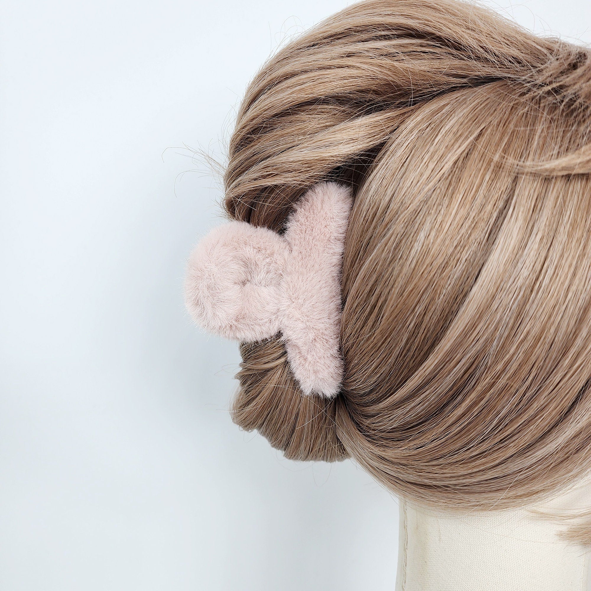 Synthetic Fur Eco-Fur Midi Twist Half-Tie Hair Claw Clip (3.5 Inch) / Large Hair Claw / Hair Accessory for Woman