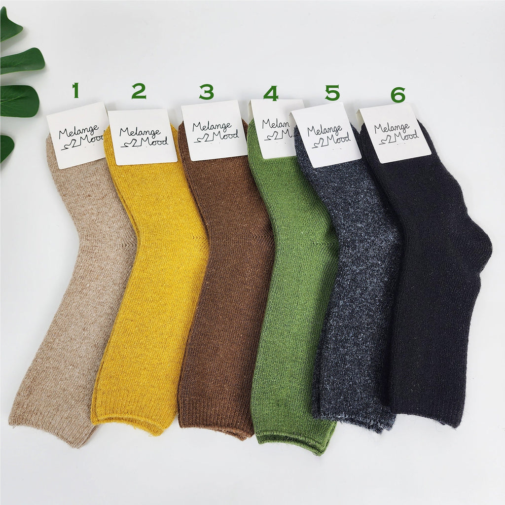 Marled Wool Crew Socks | Thick Knit Thermal | Korean Socks | Minimalist Winter Gift