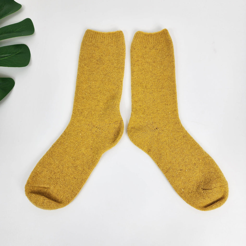 Marled Wool Crew Socks | Thick Knit Thermal | Korean Socks | Minimalist Winter Gift