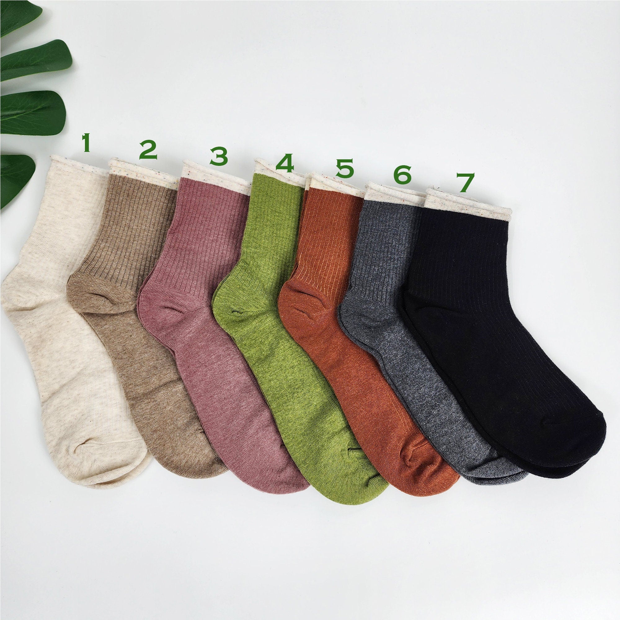 Non Binding Crew Socks | Cotton Soft Roll Top | Korean Socks | Pregnancy Gift for Her