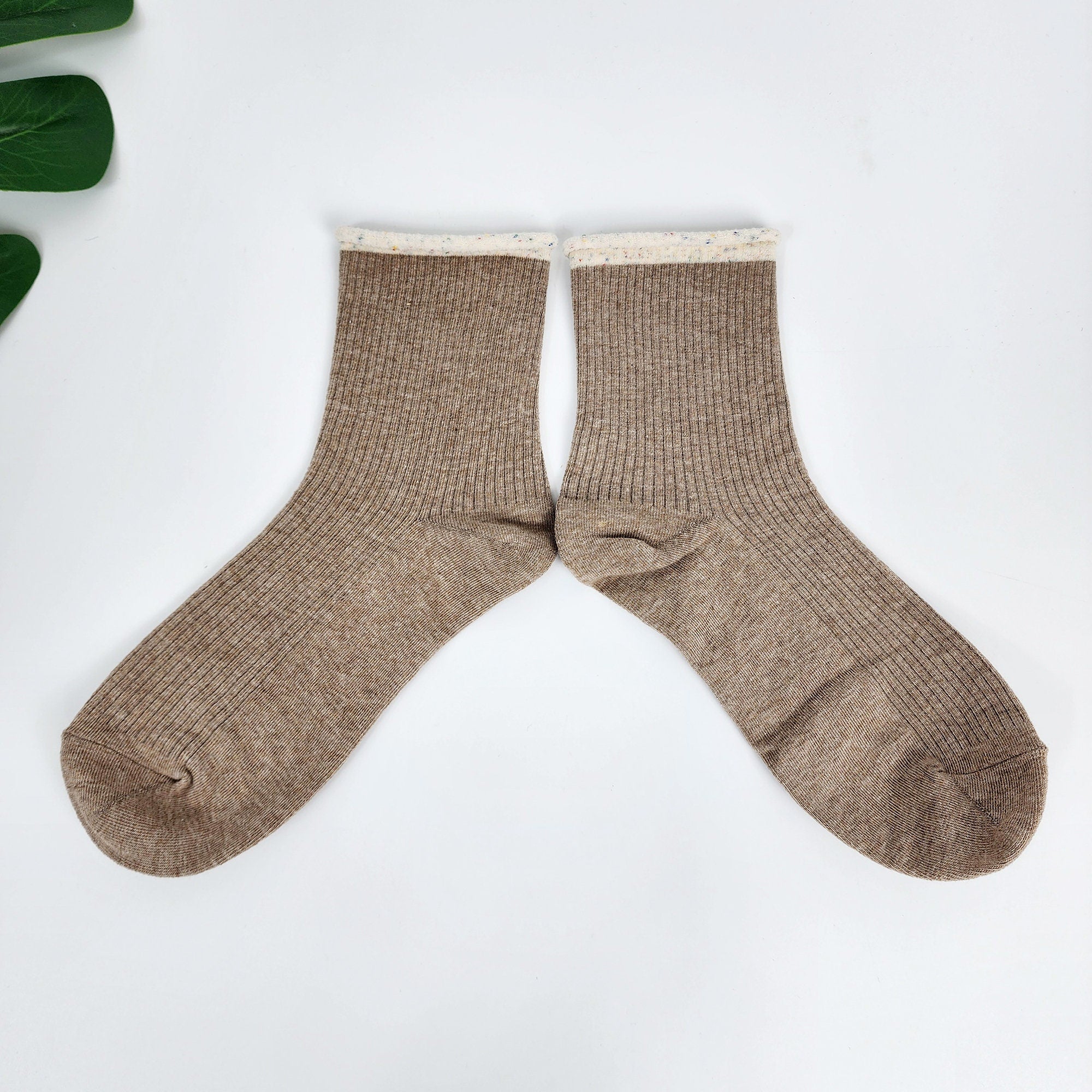 Non Binding Crew Socks | Cotton Soft Roll Top | Korean Socks | Pregnancy Gift for Her