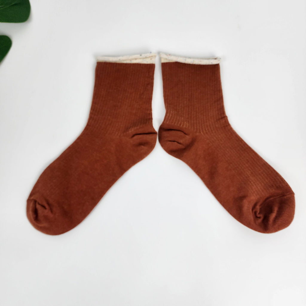 Non Binding Crew Socks | Cotton Soft Roll Top | Korean Socks | Pregnancy Gift for Her