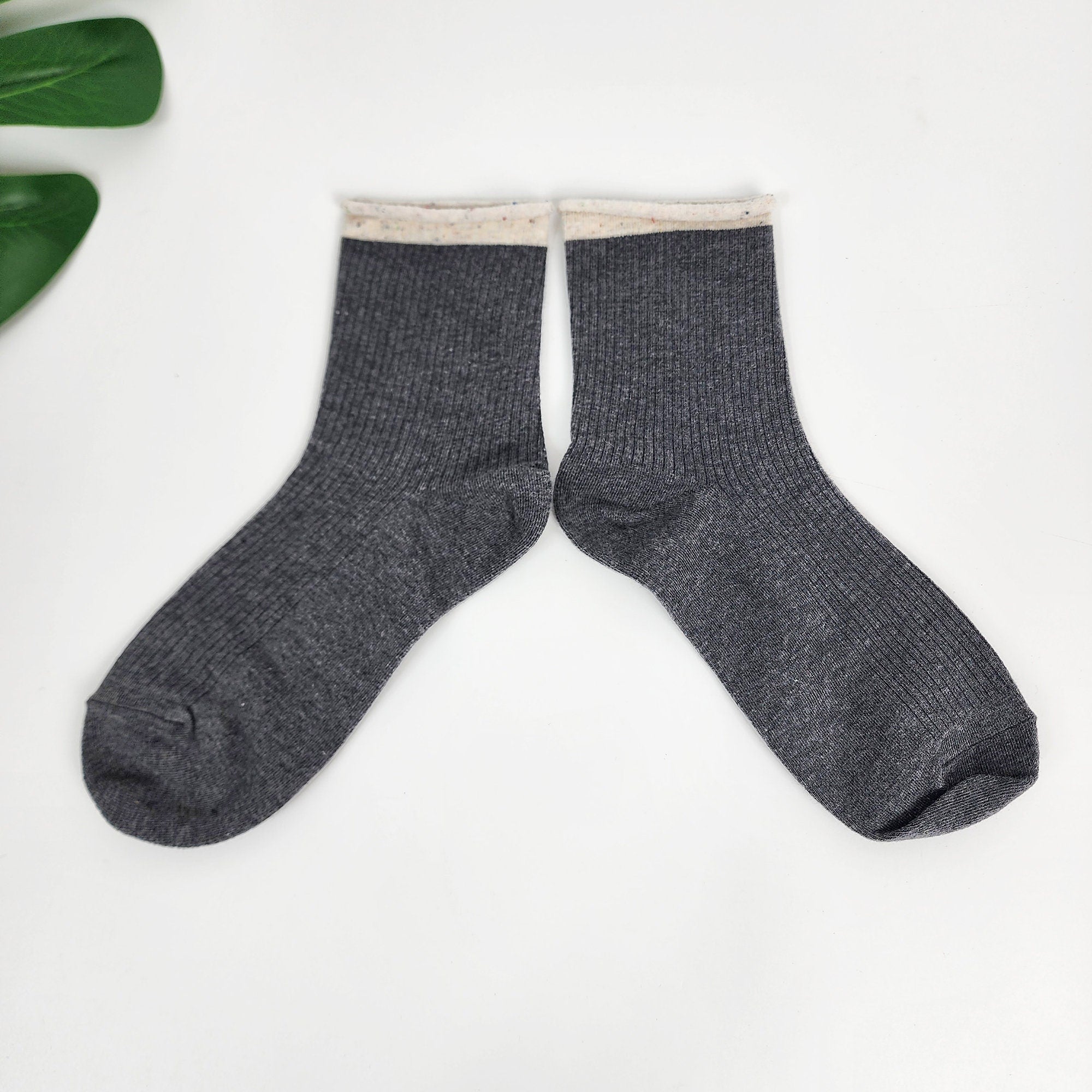 Non Binding Crew Socks | Cotton Soft Roll Top | Korean Socks | Pregnancy Gift for Her
