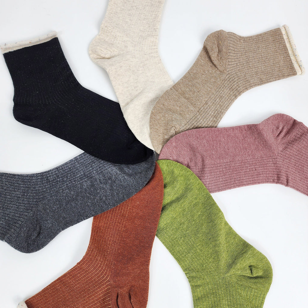 Non Binding Crew Socks | Cotton Soft Roll Top | Korean Socks | Pregnancy Gift for Her