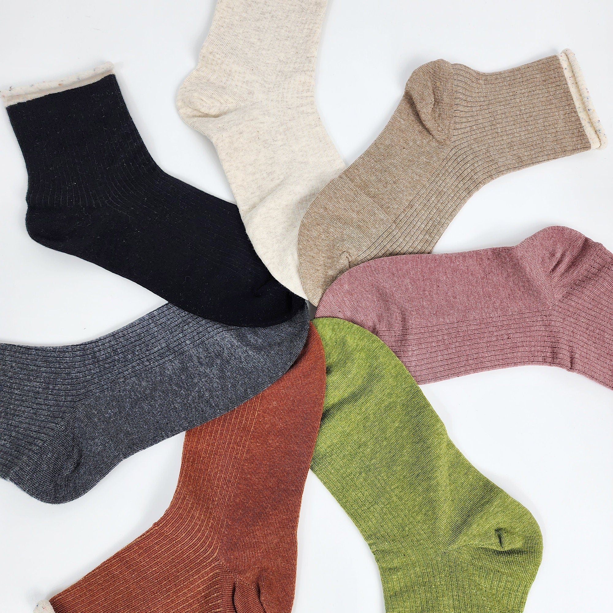 Non Binding Crew Socks | Cotton Soft Roll Top | Korean Socks | Pregnancy Gift for Her