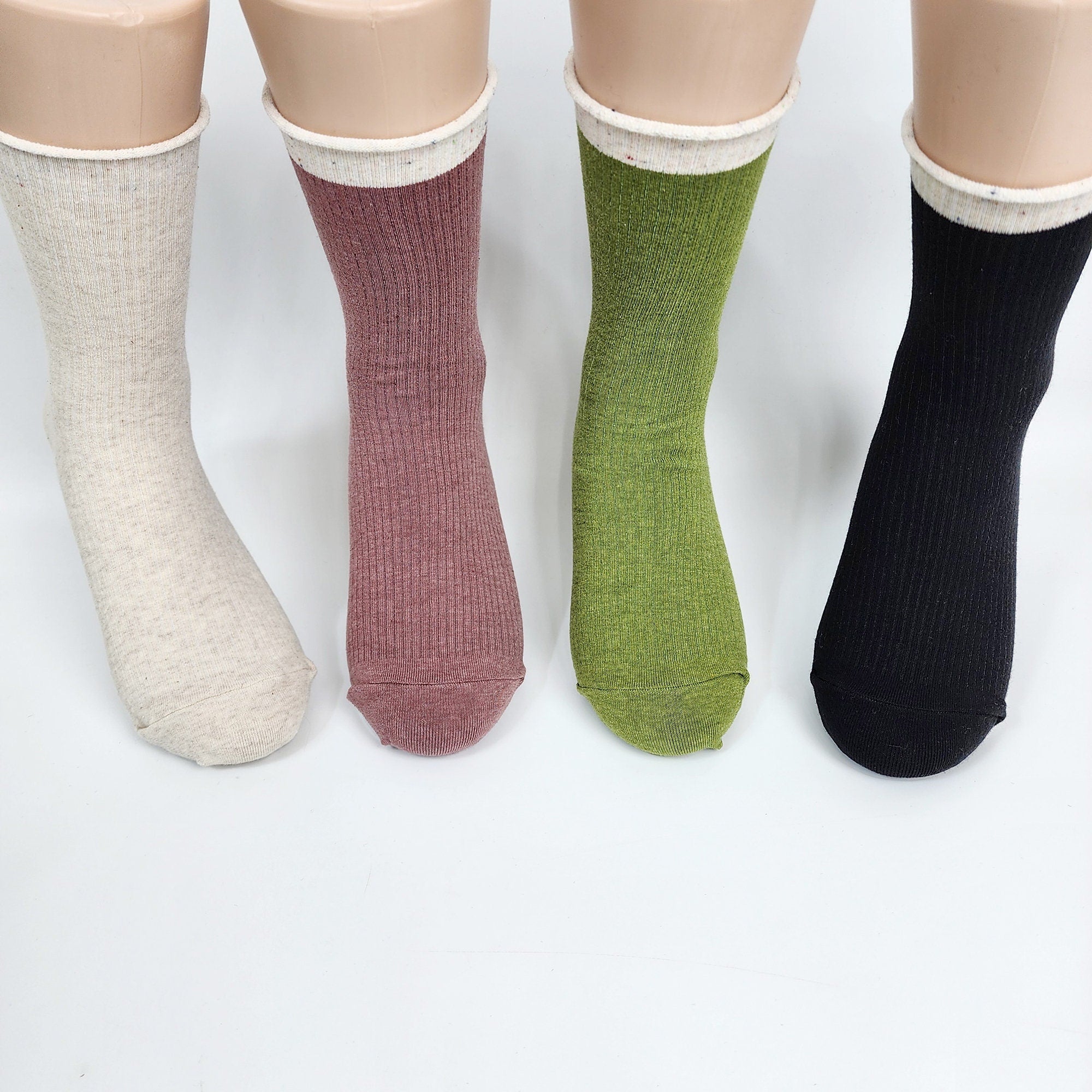 Non Binding Crew Socks | Cotton Soft Roll Top | Korean Socks | Pregnancy Gift for Her