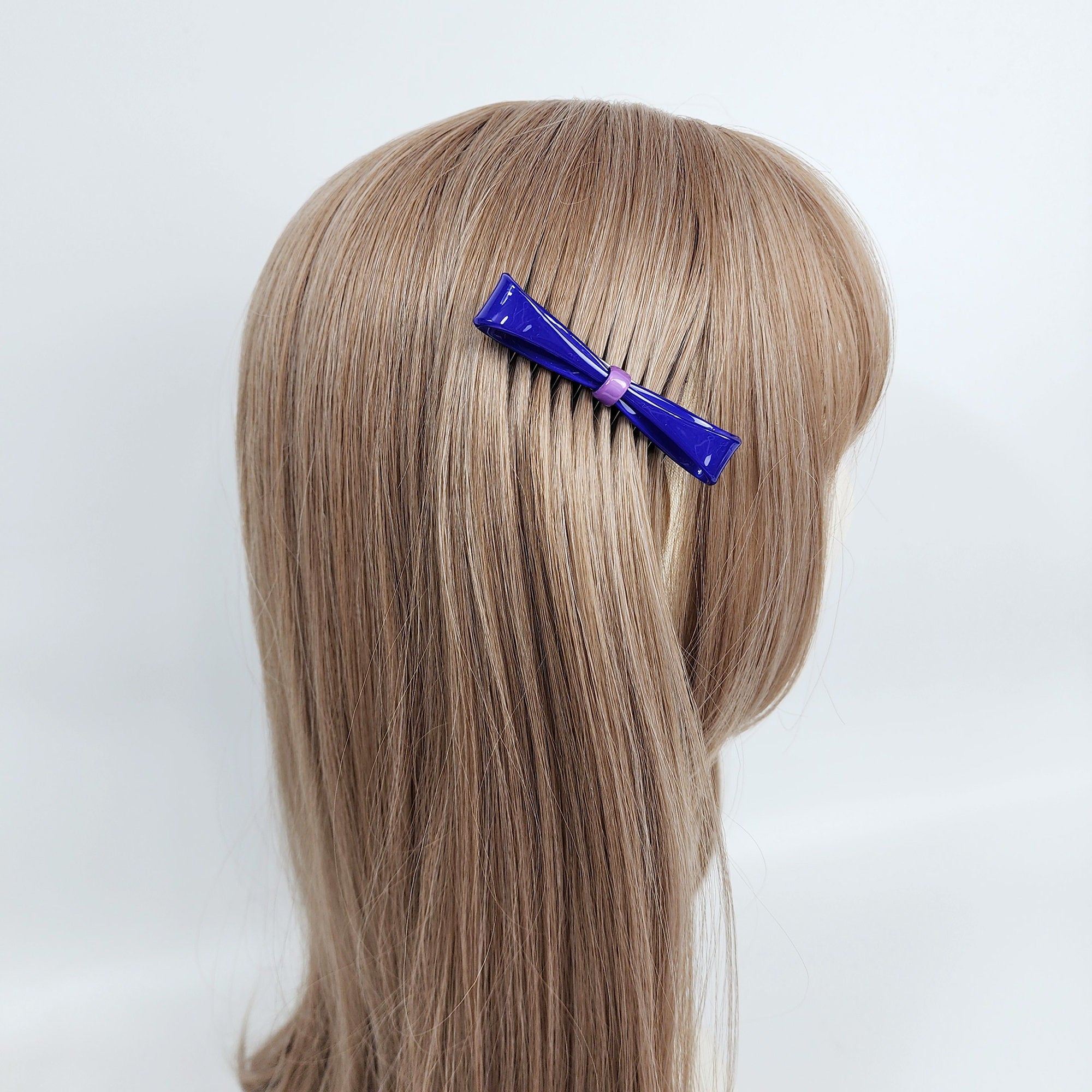 Pure Color Knot Ribbon Hair Comb Pin (3.0 Inch) / Cute French Hair Pin / Hair Fork for Thick Hair