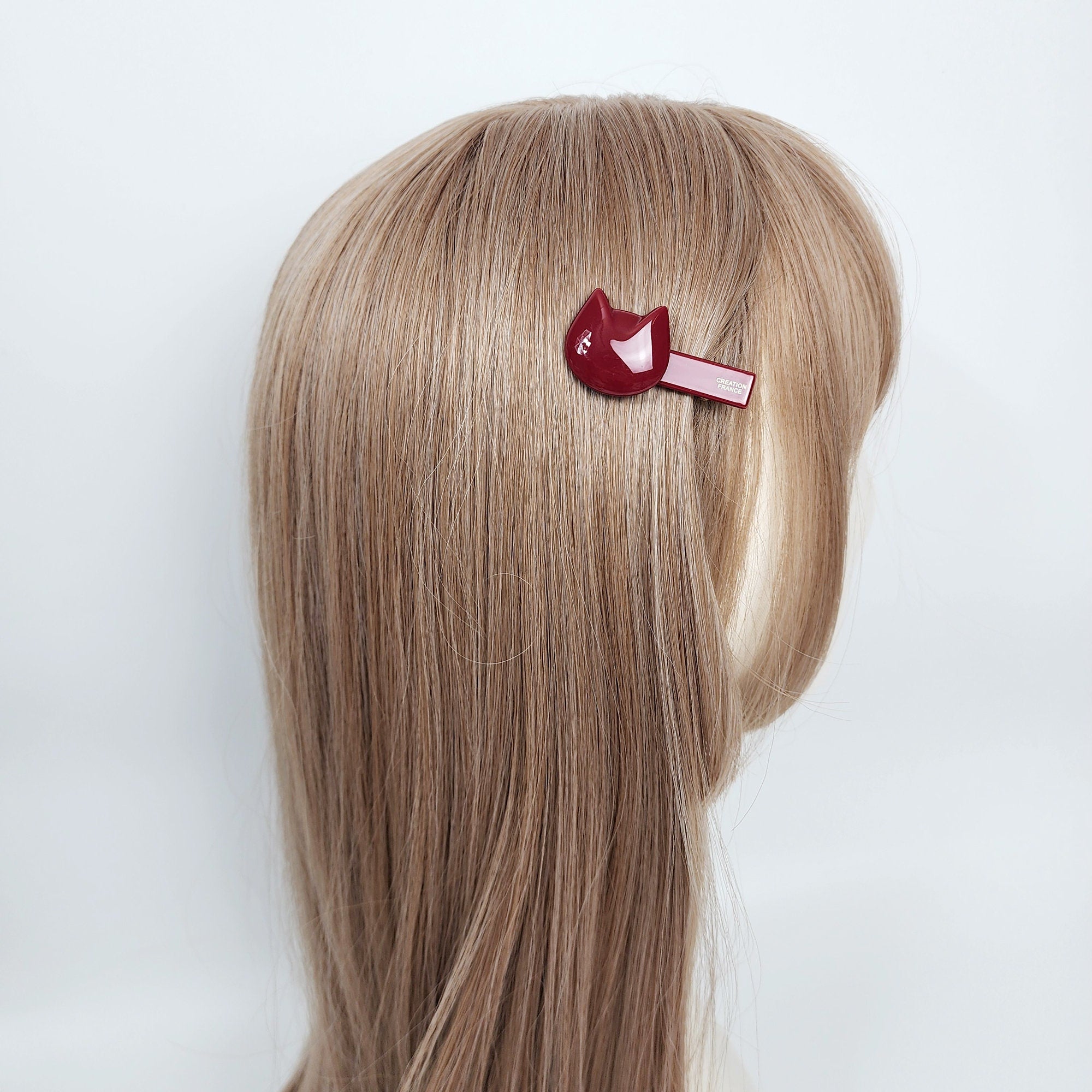 Convex Simple Cat Mini Hair Claw Clip (1.9 Inch) / Alligator Hair Clip for Woman / French Barrette for Girls