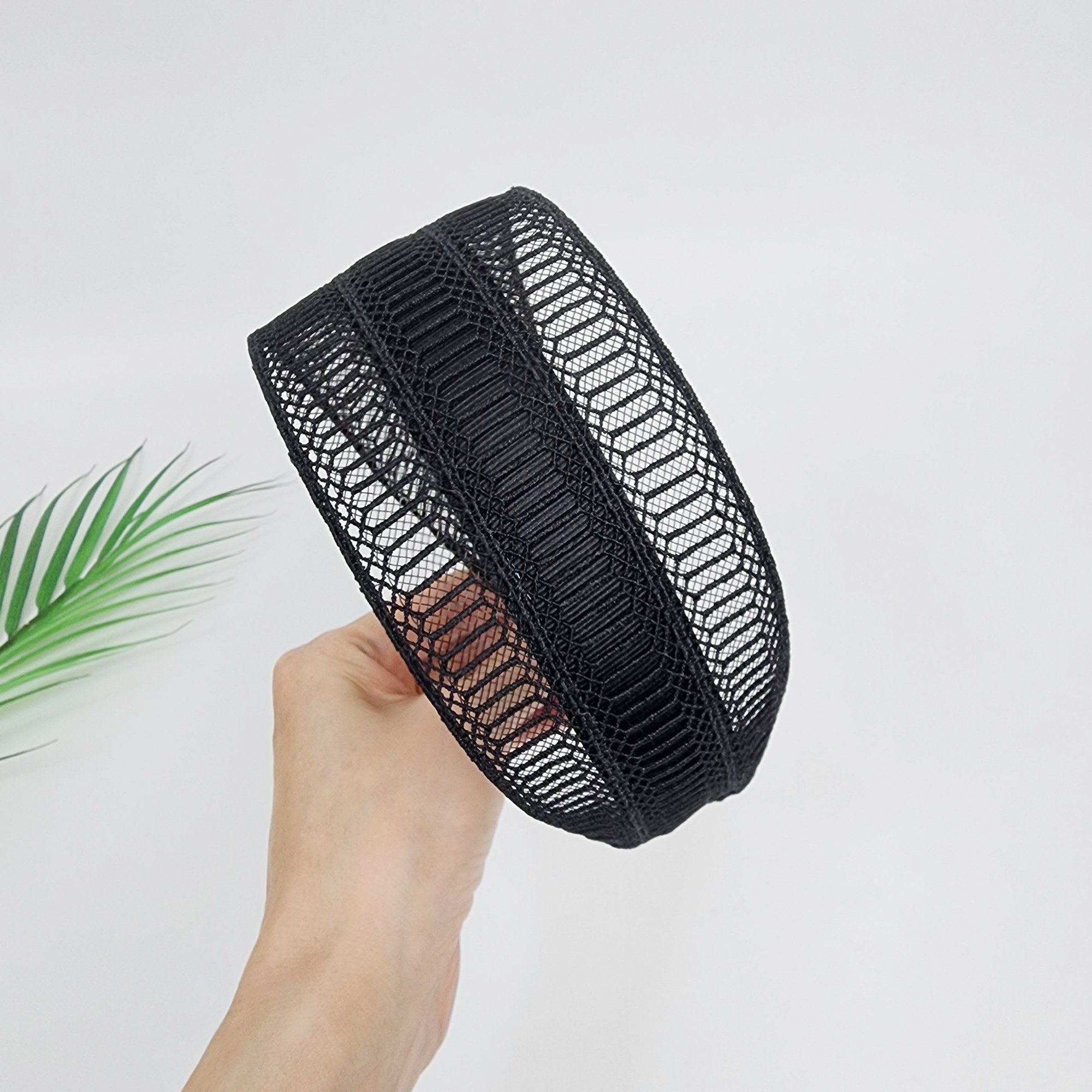 Handmade Kelly Diagonal Embroidery Lace Fabric Wide Headband (2.5 Inch) / Simple Hair Turban / Hair Bandana for Woman