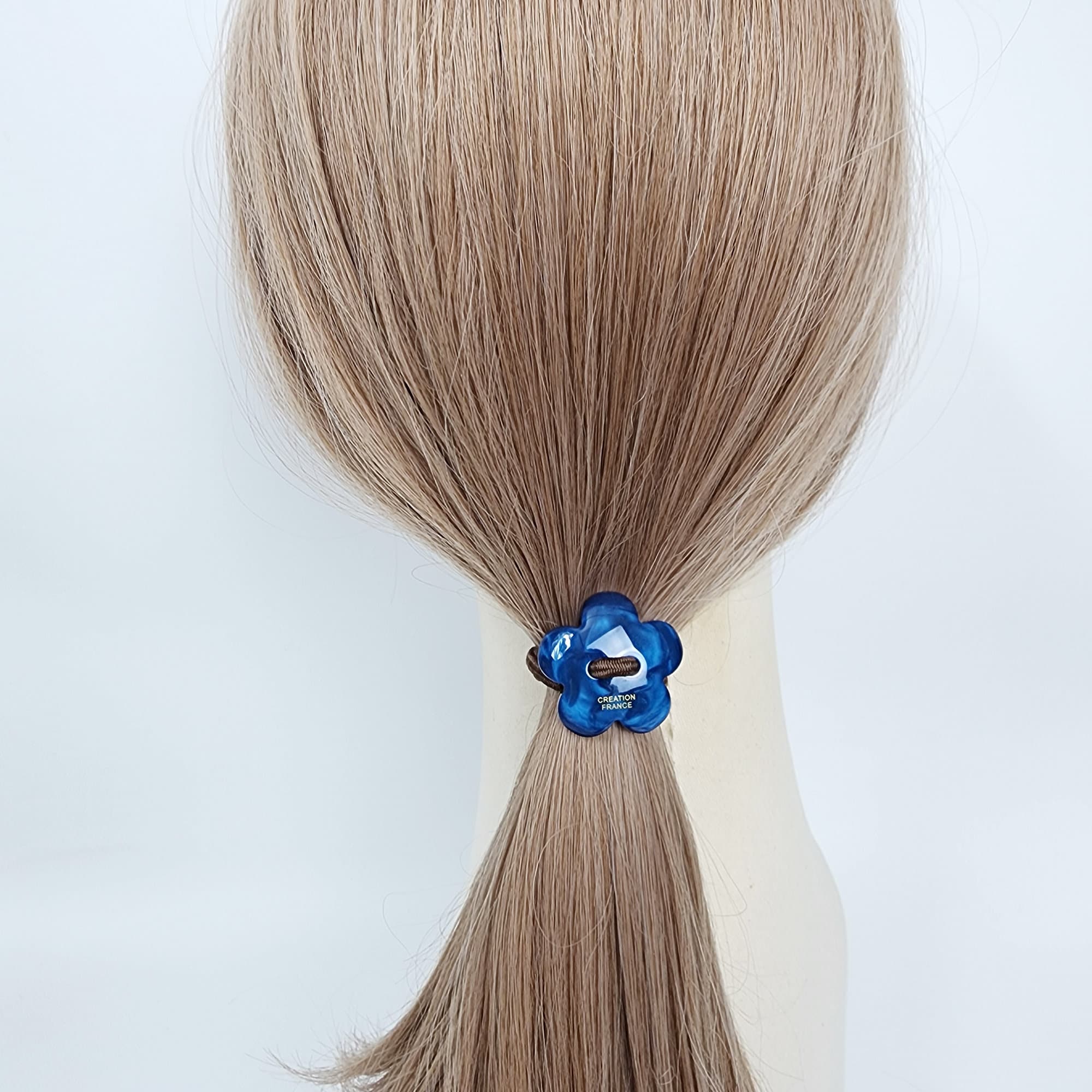 Velvet Aurora Convex Flower Stitch Elastic Hair Tie (1.3 Inch) / Simple Cute Ponytail Holder / Hair Accessory for Woman