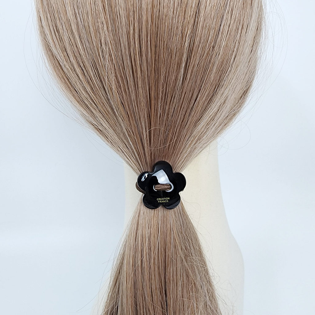 Velvet Aurora Convex Flower Stitch Elastic Hair Tie (1.3 Inch) / Simple Cute Ponytail Holder / Hair Accessory for Woman