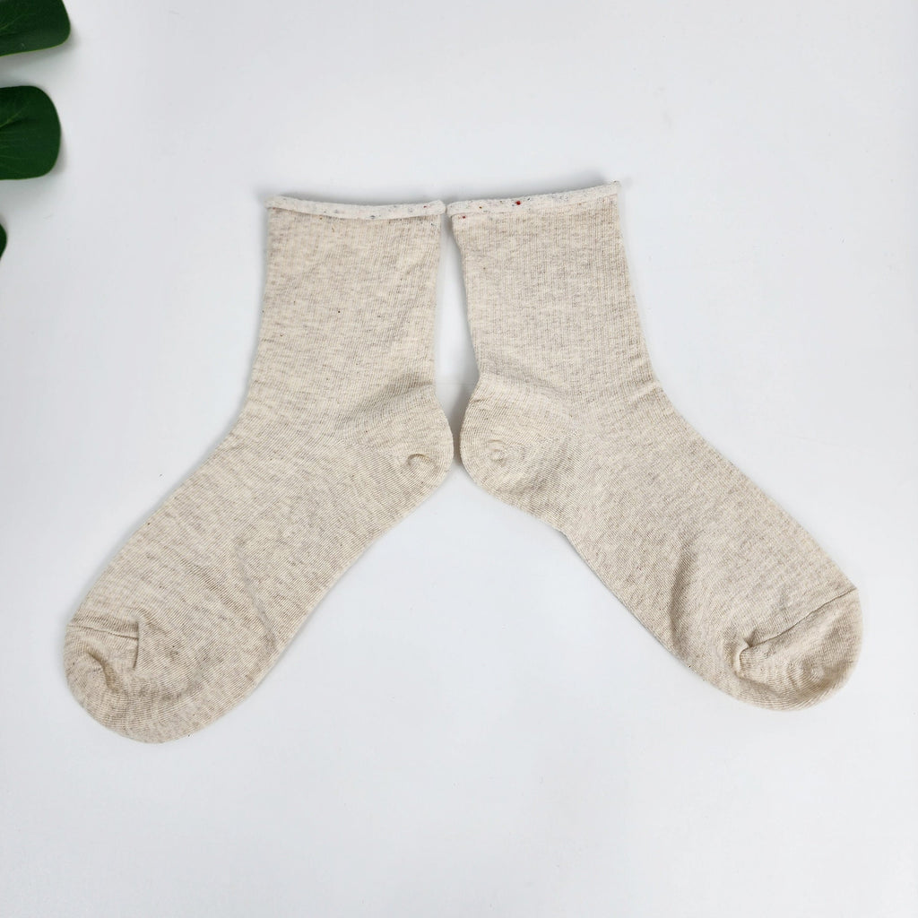 Non Binding Crew Socks | Cotton Soft Roll Top | Korean Socks | Pregnancy Gift for Her