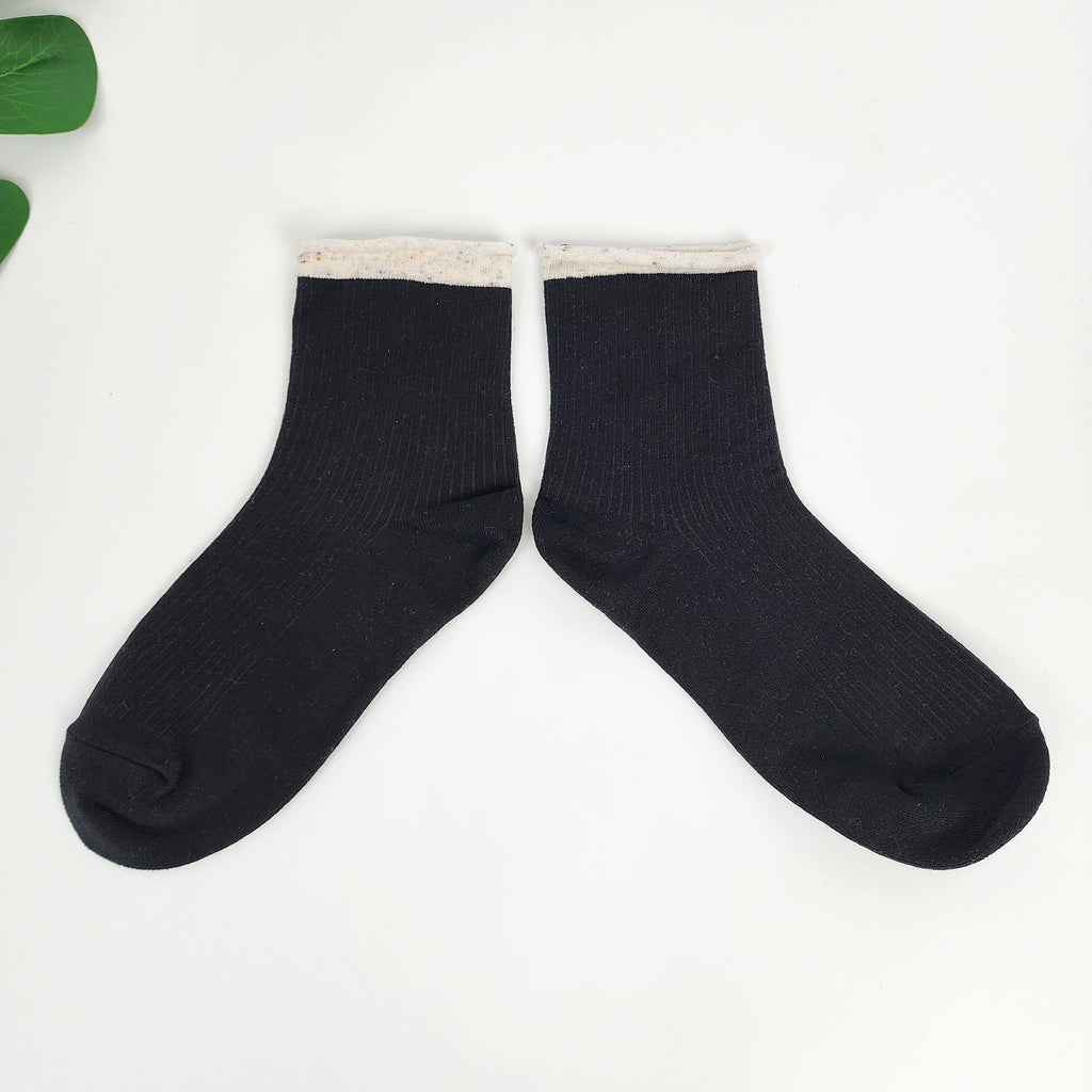 Non Binding Crew Socks | Cotton Soft Roll Top | Korean Socks | Pregnancy Gift for Her