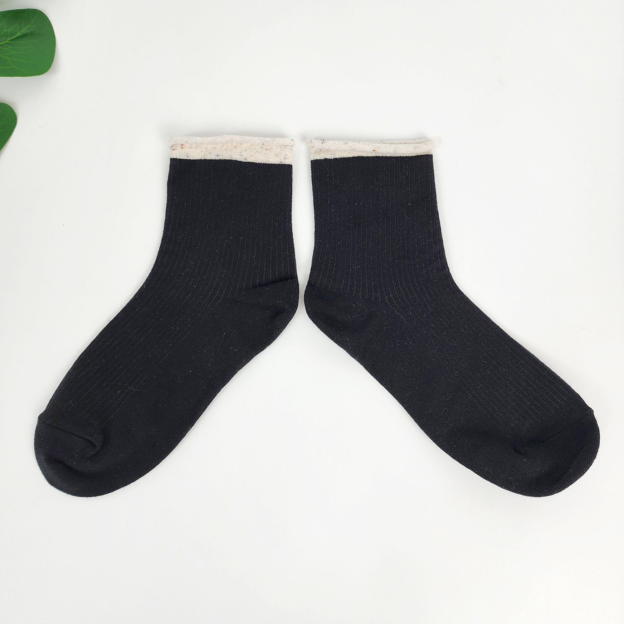 Non Binding Crew Socks | Cotton Soft Roll Top | Korean Socks | Pregnancy Gift for Her