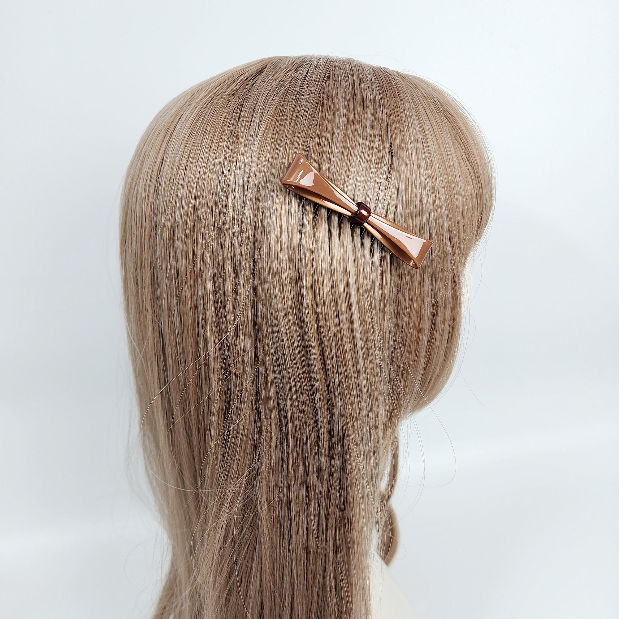 Pure Color Knot Ribbon Hair Comb Pin (3.0 Inch) / Cute French Hair Pin / Hair Fork for Thick Hair