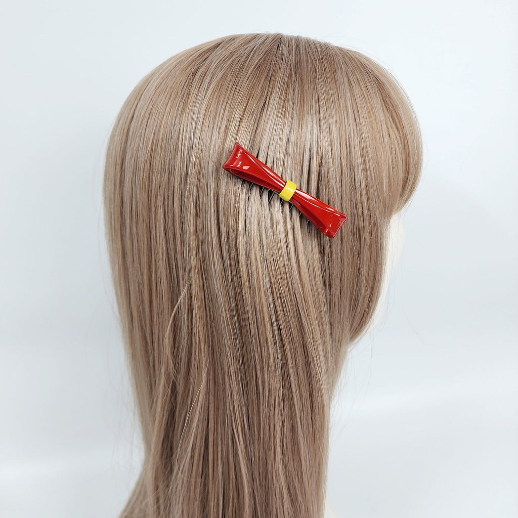 Pure Color Knot Ribbon Hair Comb Pin (3.0 Inch) / Cute French Hair Pin / Hair Fork for Thick Hair