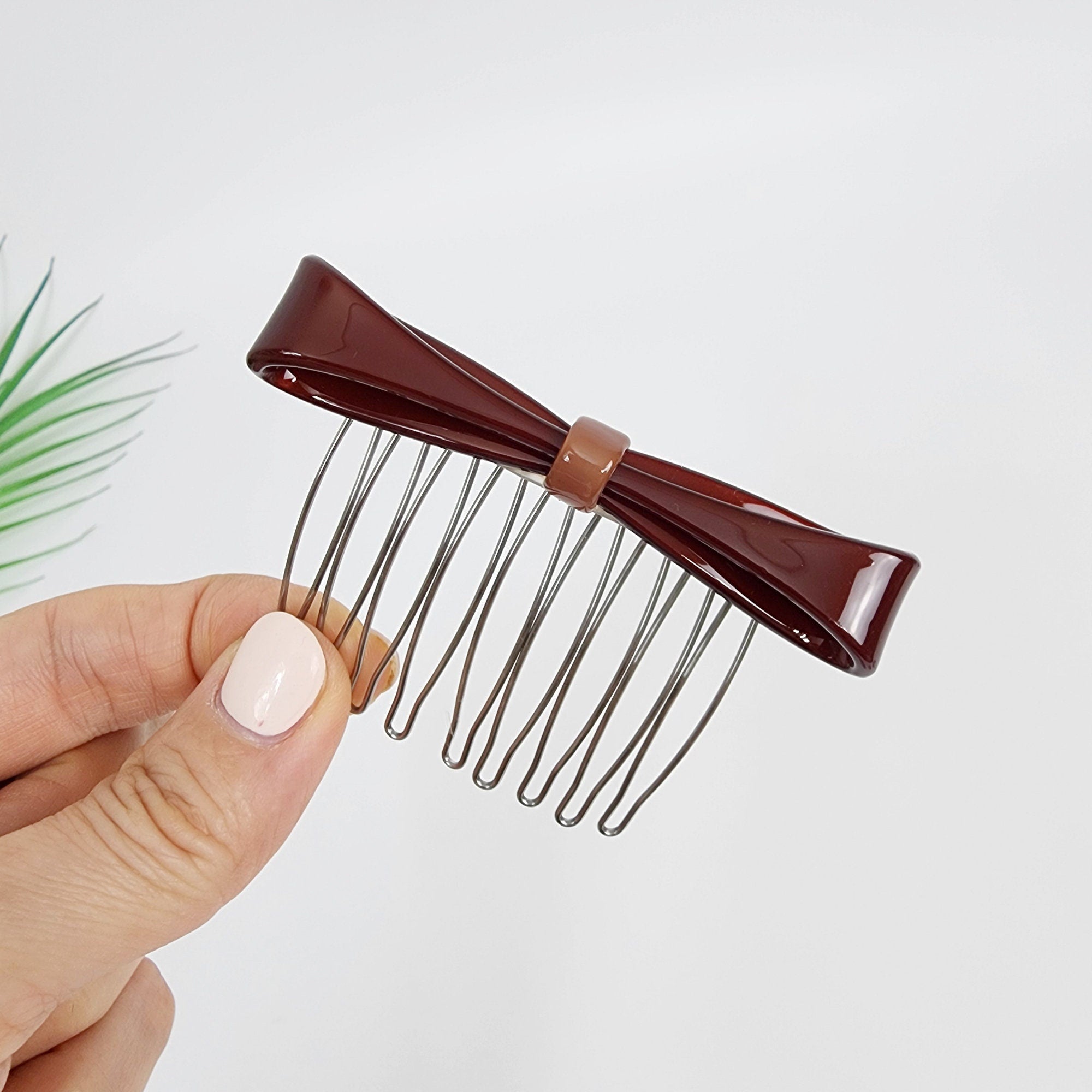 Pure Color Knot Ribbon Hair Comb Pin (3.0 Inch) / Cute French Hair Pin / Hair Fork for Thick Hair