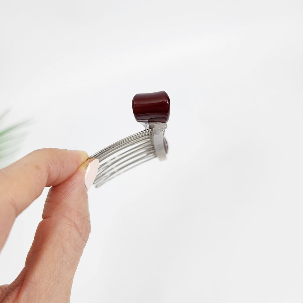 Pure Color Knot Ribbon Hair Comb Pin (3.0 Inch) / Cute French Hair Pin / Hair Fork for Thick Hair