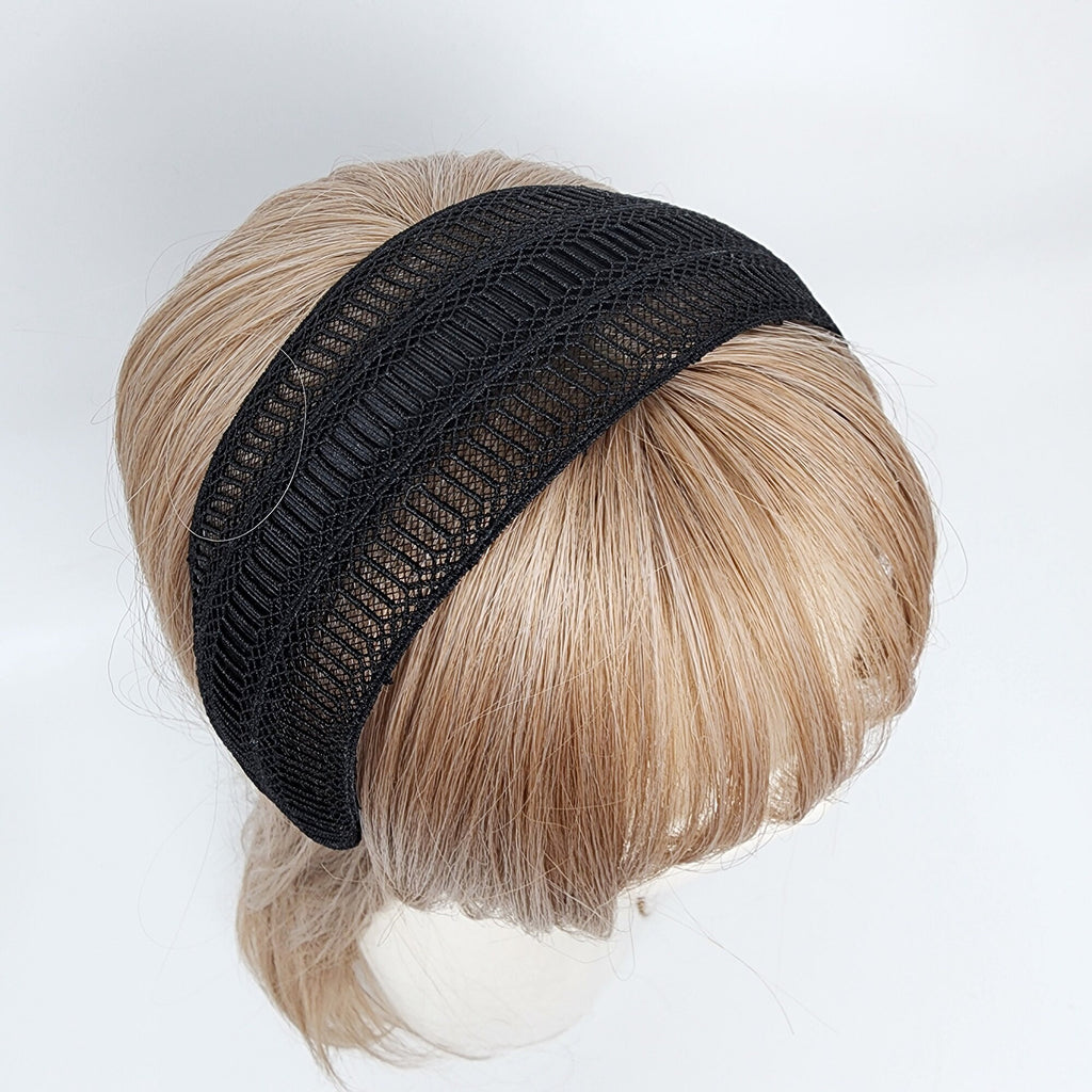 Handmade Kelly Diagonal Embroidery Lace Fabric Wide Headband (2.5 Inch) / Simple Hair Turban / Hair Bandana for Woman