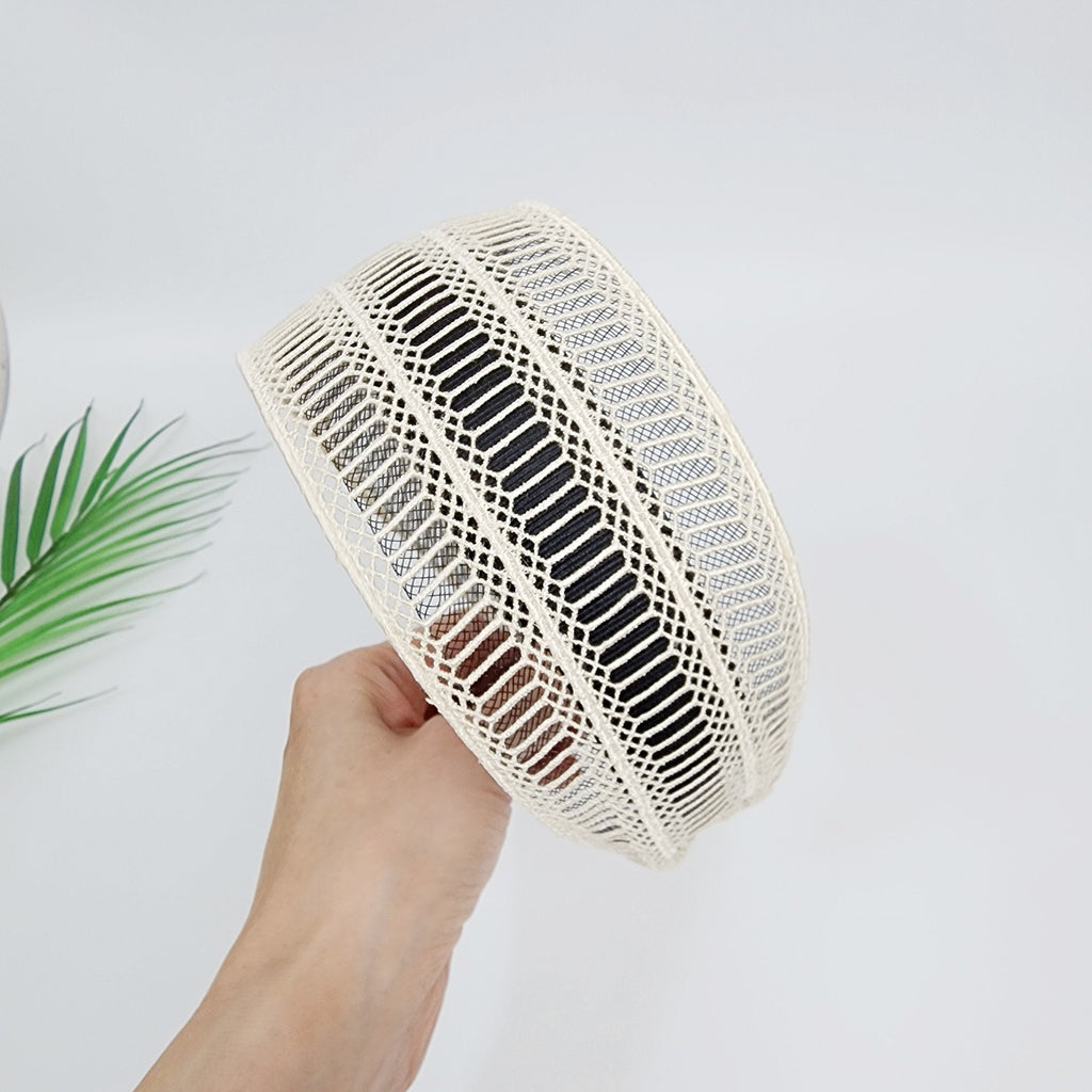 Handmade Kelly Diagonal Embroidery Lace Fabric Wide Headband (2.5 Inch) / Simple Hair Turban / Hair Bandana for Woman