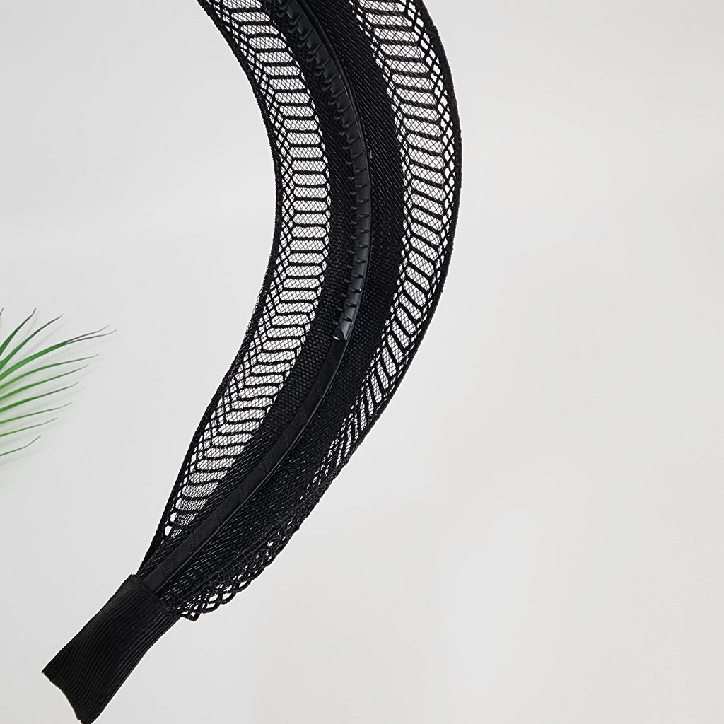 Handmade Kelly Diagonal Embroidery Lace Fabric Wide Headband (2.5 Inch) / Simple Hair Turban / Hair Bandana for Woman