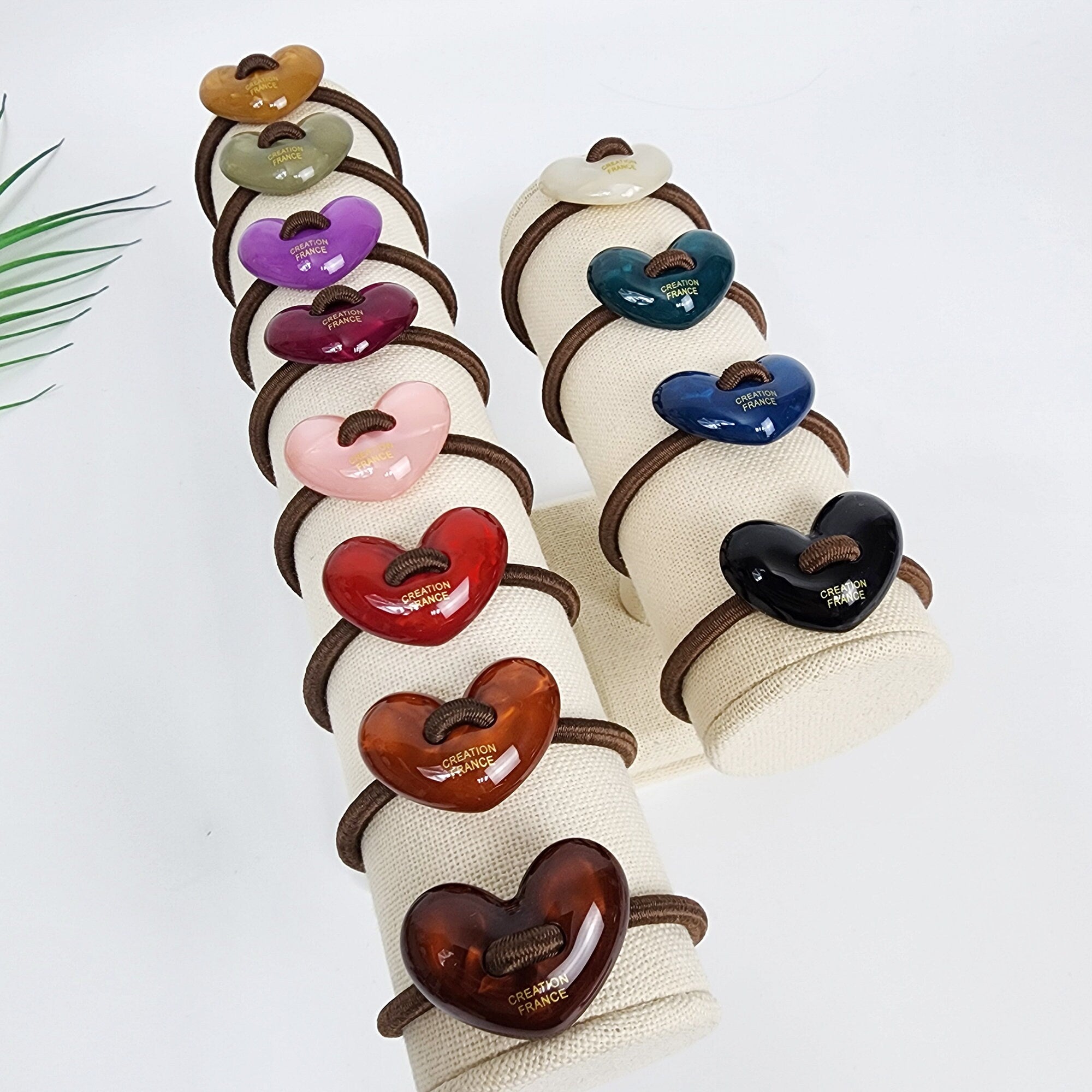 Velvet Aurora Convex Heart Stitch Elastic Hair Tie (1.3 Inch) / Simple Cute Ponytail Holder / Hair Accessory for Woman / French Hair Tie