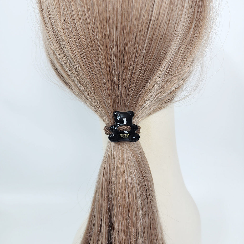 Velvet Aurora Convex Bear Stitch Elastic Hair Tie (1.1 Inch) / Simple Cute Ponytail Holder / Hair Accessory for Woman / French Hair Tie