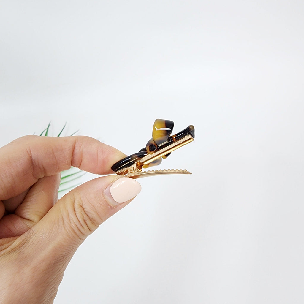 Pure Color Extra Mini Double Ribbon Hair Claw Clip (1.8 Inch) / Alligator Hair Clip for Woman / French Barrette for Girls