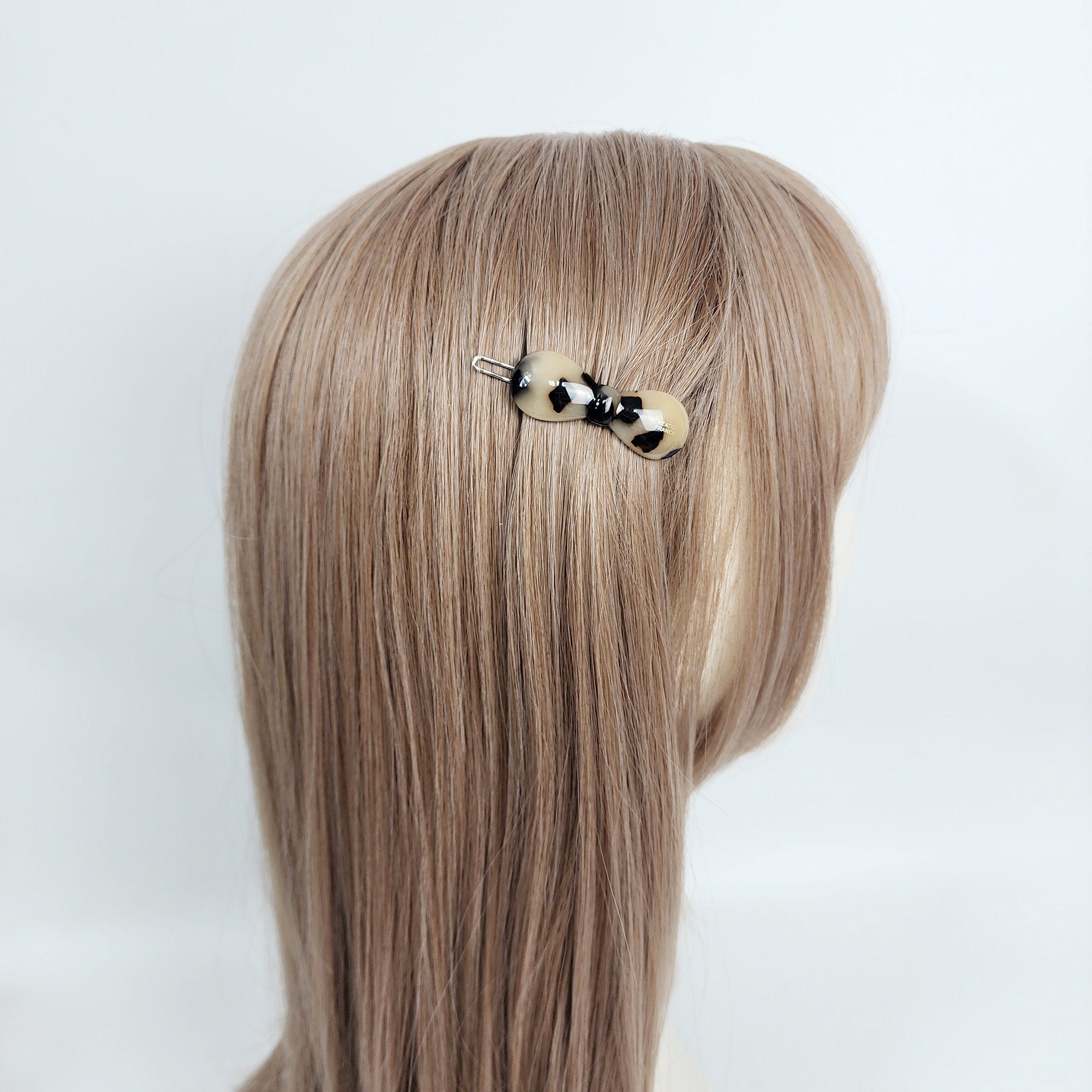 Round Convex Ribbon Snap Clip Bobby Pin (1.9 Inch) / Vintage French Hair Pin / Hair Accessory for Woman / Bow Barrette for Thin Hair