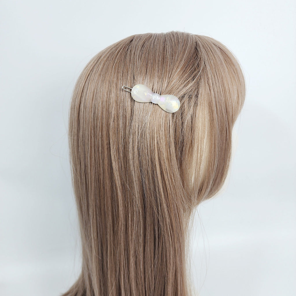 Round Convex Ribbon Snap Clip Bobby Pin (1.9 Inch) / Vintage French Hair Pin / Hair Accessory for Woman / Bow Barrette for Thin Hair