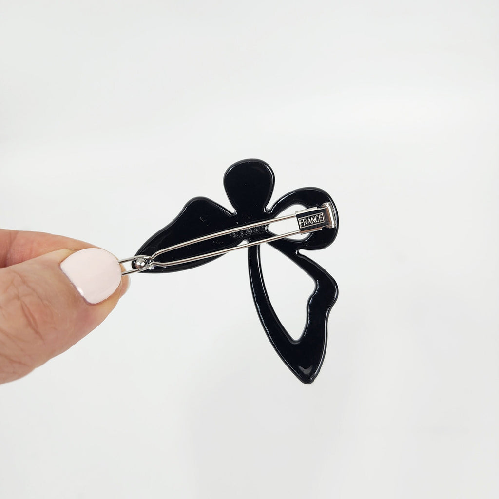Pure Color Cubic Stone Butterfly Manual Snap Clip Bobby Pin (2.2 Inch) / Vintage French Hair Pin / Bow Barrette for Thin Hair