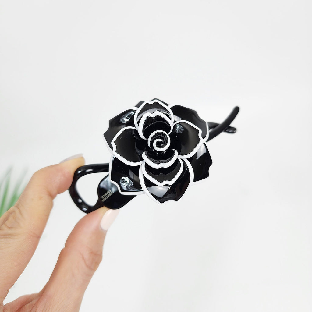 Pastel Color Clara Flower Banana Clip (4.3 Inch) / Tortoise Marble Hair Comb Barrette / Clincher Comb Hair Accessory / French Hair Pin