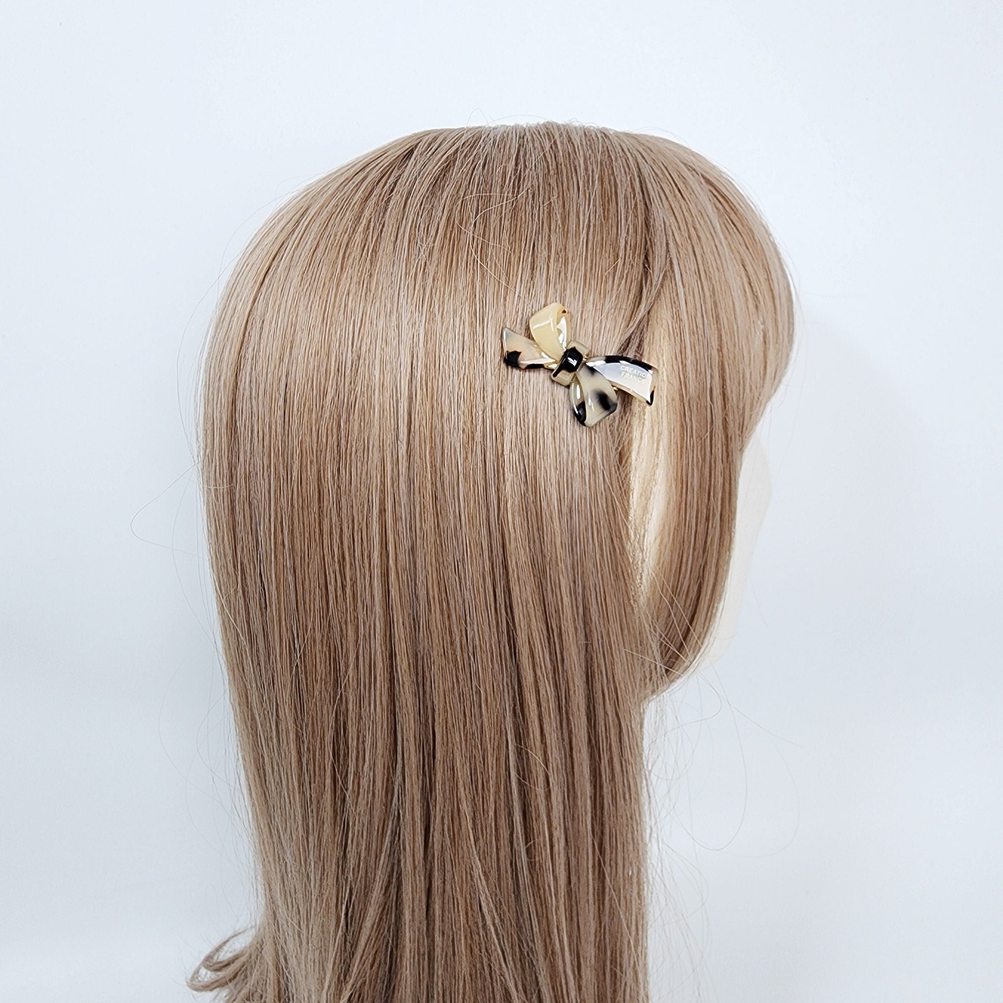 Pure Color Extra Mini Double Ribbon Hair Claw Clip (1.8 Inch) / Alligator Hair Clip for Woman / French Barrette for Girls