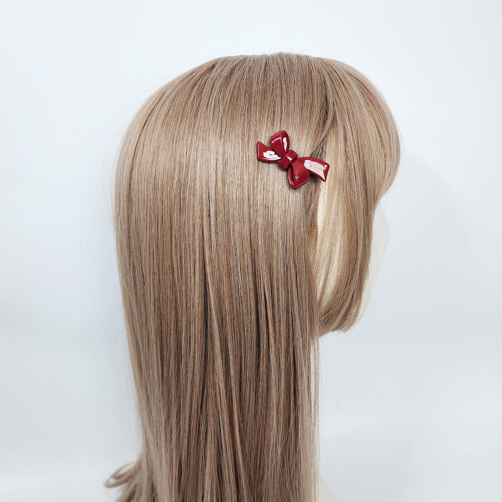 Pure Color Extra Mini Double Ribbon Hair Claw Clip (1.8 Inch) / Alligator Hair Clip for Woman / French Barrette for Girls