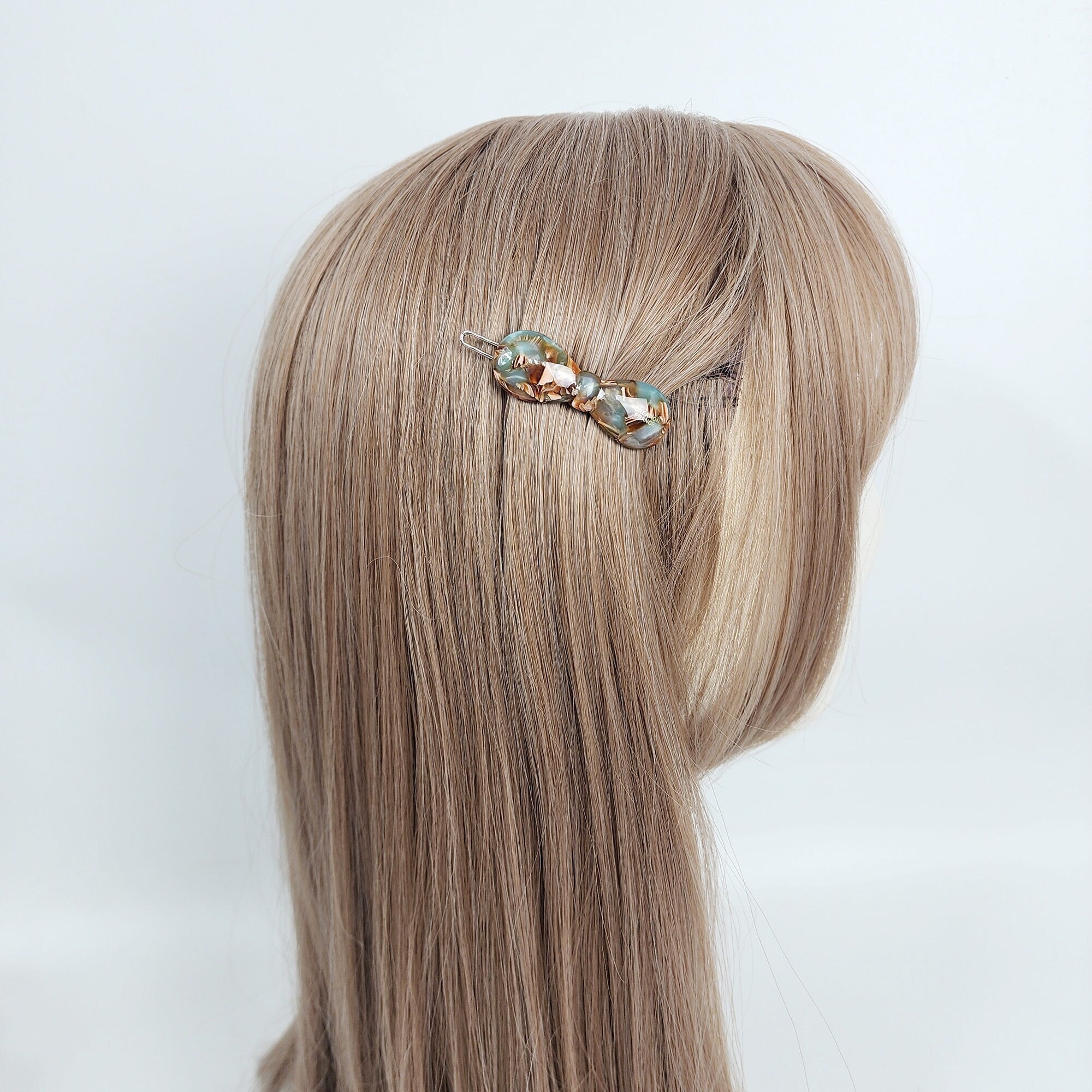 Round Convex Ribbon Snap Clip Bobby Pin (1.9 Inch) / Vintage French Hair Pin / Hair Accessory for Woman / Bow Barrette for Thin Hair