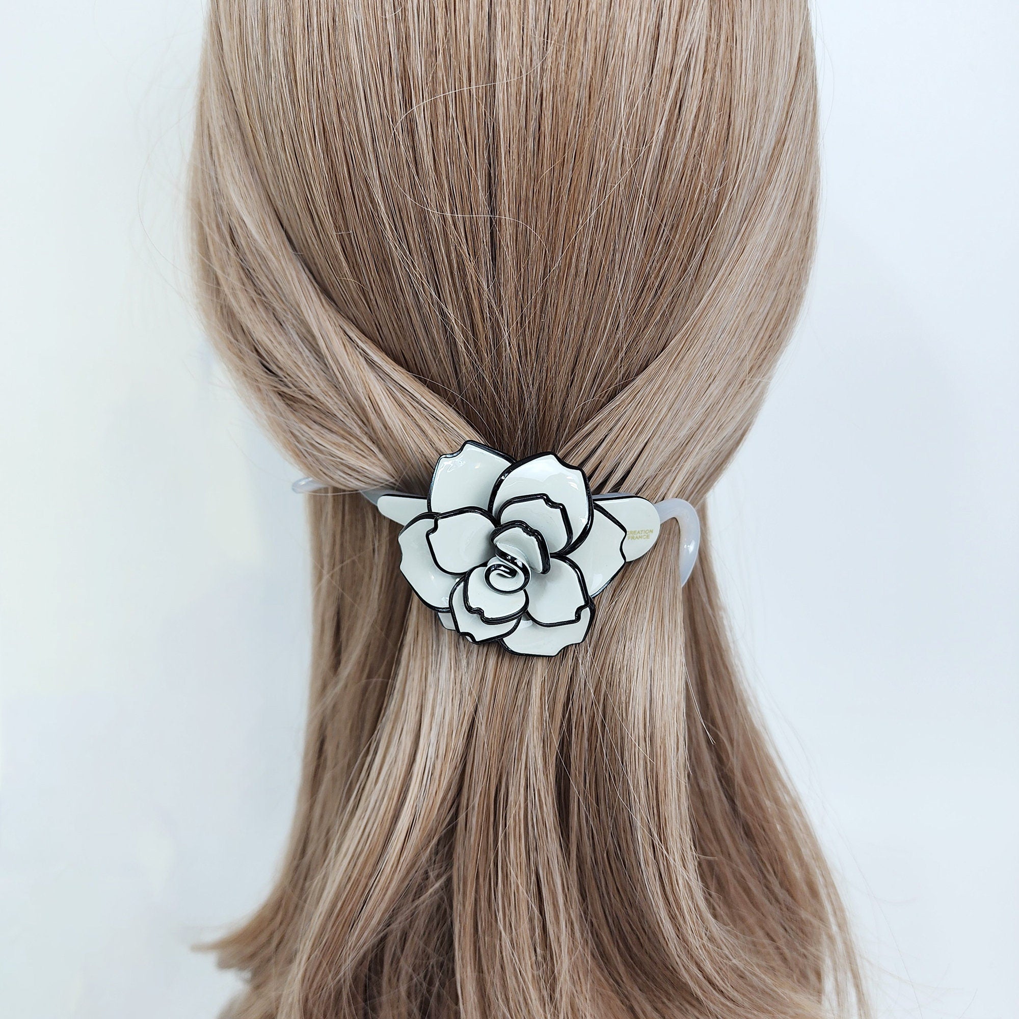 Pastel Color Clara Flower Banana Clip (4.3 Inch) / Tortoise Marble Hair Comb Barrette / Clincher Comb Hair Accessory / French Hair Pin