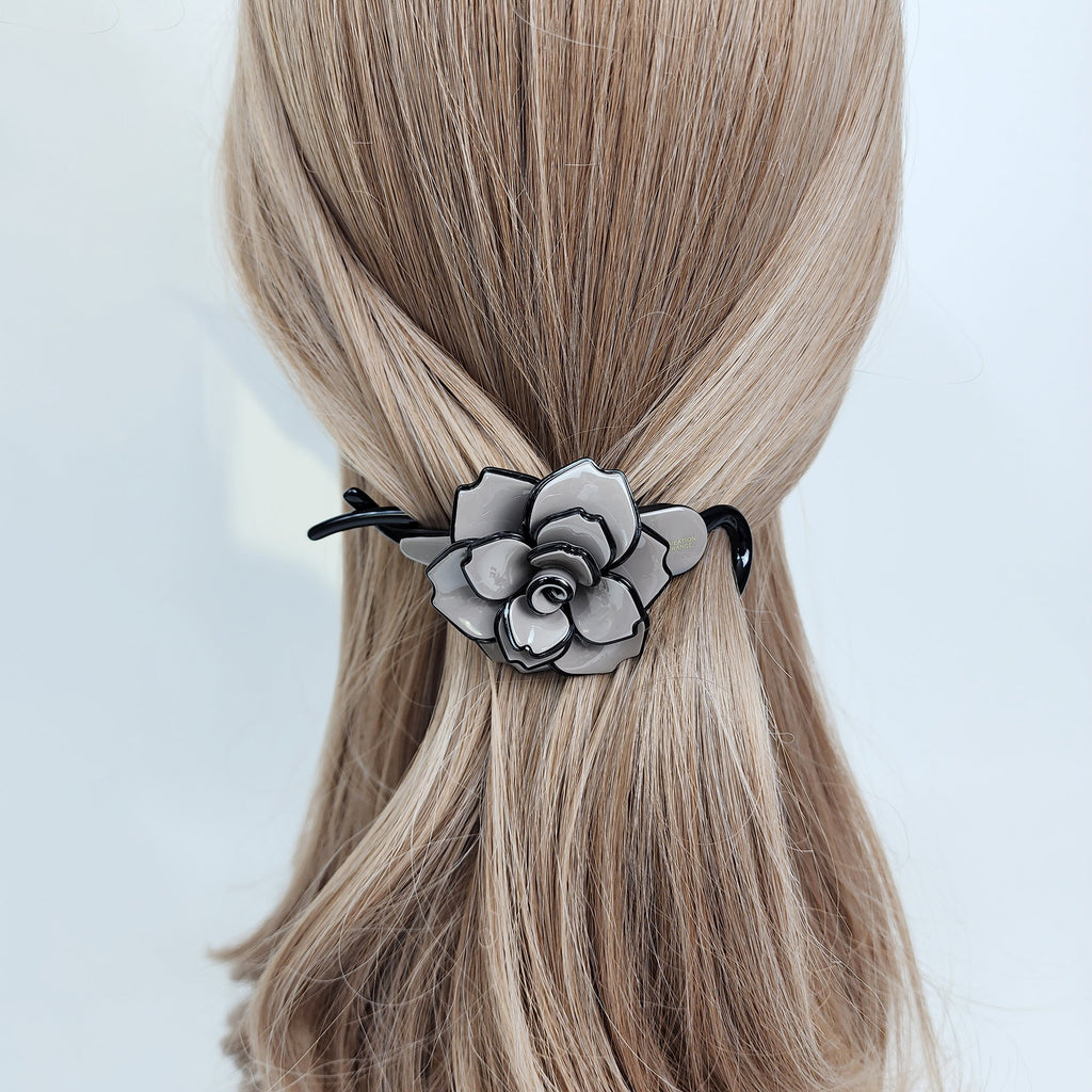 Pastel Color Clara Flower Banana Clip (4.3 Inch) / Tortoise Marble Hair Comb Barrette / Clincher Comb Hair Accessory / French Hair Pin