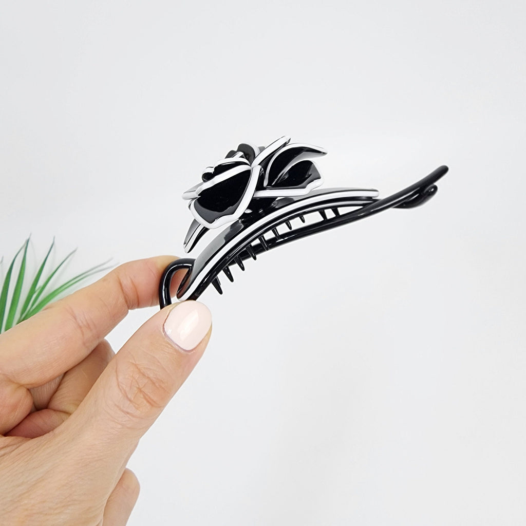 Pastel Color Clara Flower Banana Clip (4.3 Inch) / Tortoise Marble Hair Comb Barrette / Clincher Comb Hair Accessory / French Hair Pin